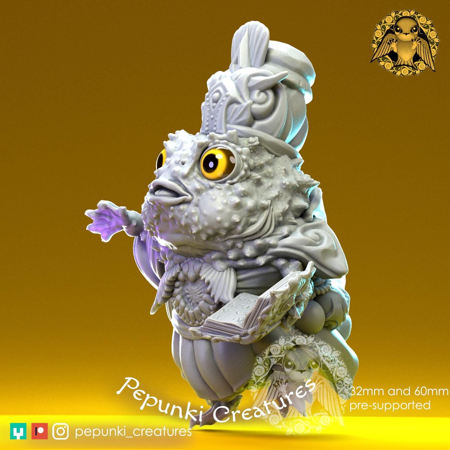 Lumpy Fish Mage | Tabletop Miniature | Pepunki Creatures