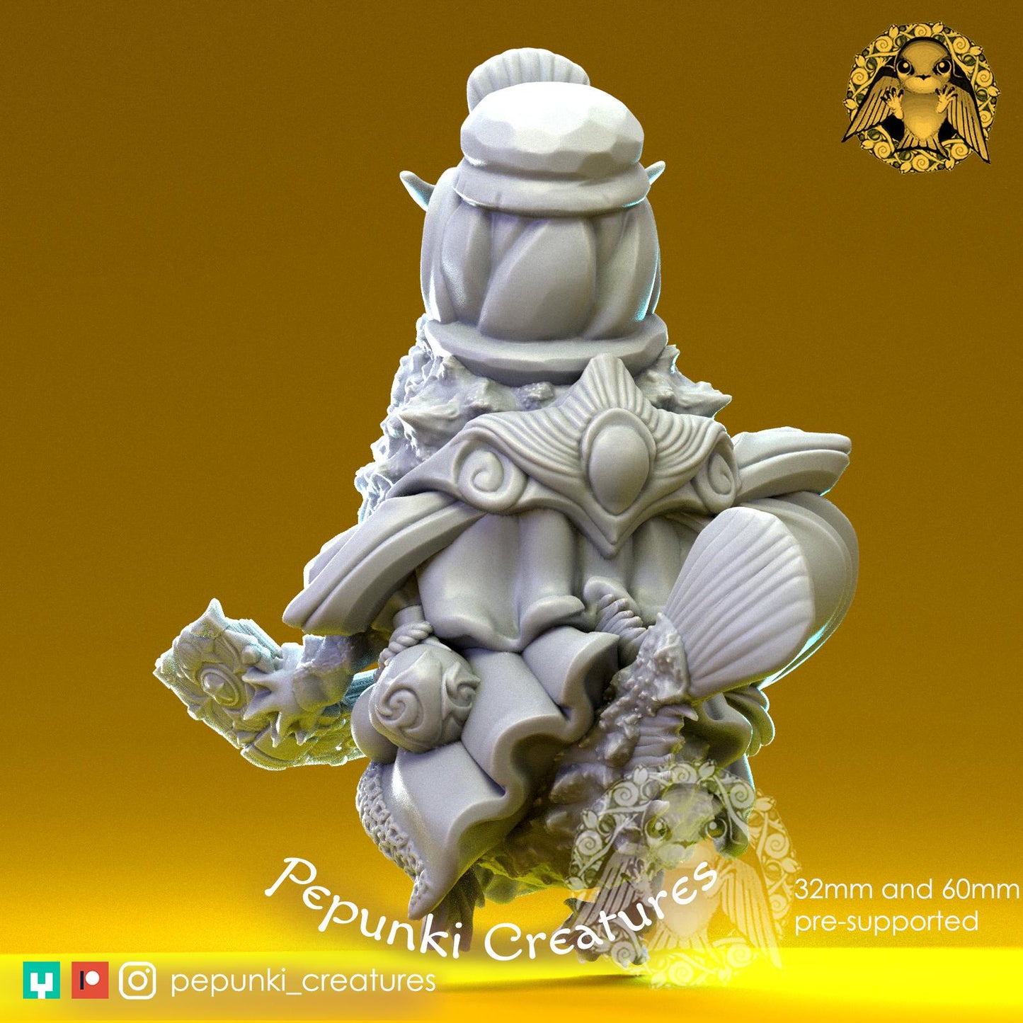 Lumpy Fish Mage | Tabletop Miniature | Pepunki Creatures