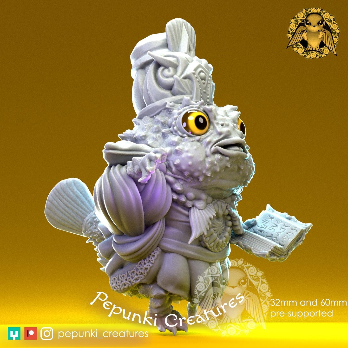 Lumpy Fish Mage | Tabletop Miniature | Pepunki Creatures