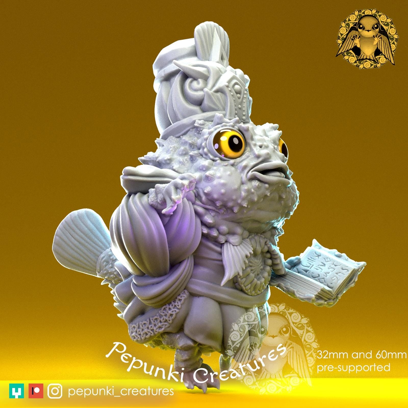 Lumpy Fish Mage | Tabletop Miniature | Pepunki Creatures