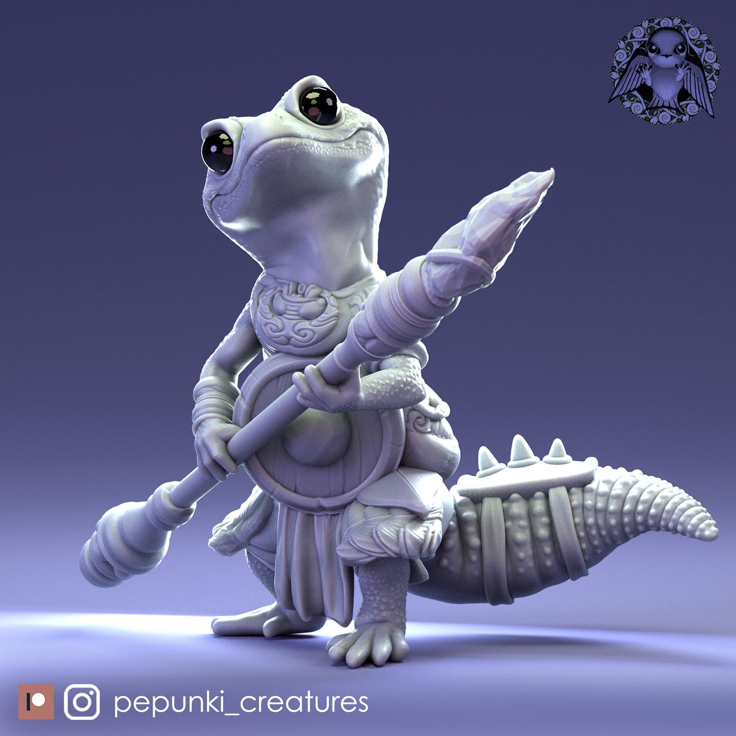 Gecko Spearman | Tabletop Miniature | Pepunki Creatures