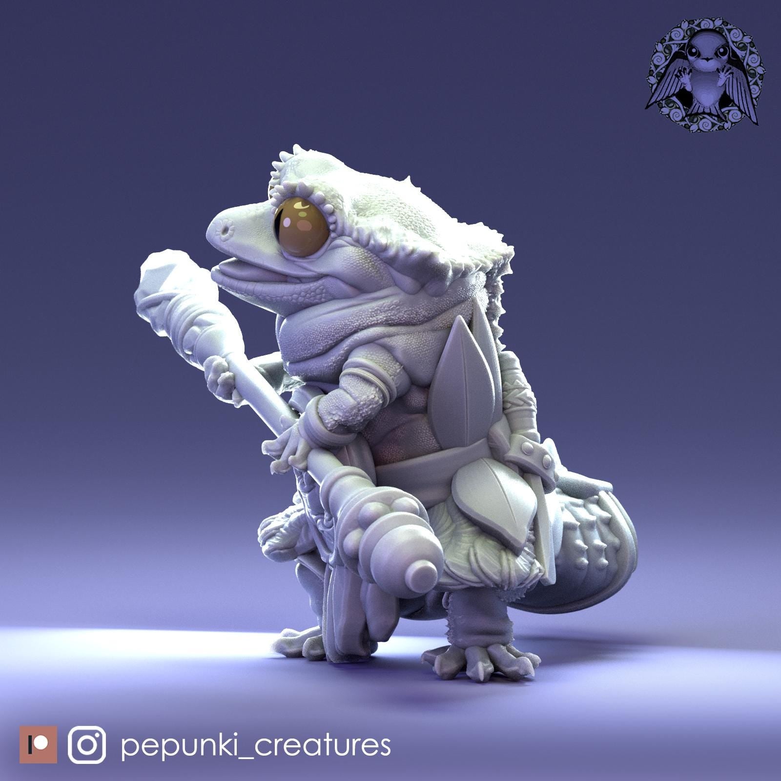 Crested Gecko Spearman | Tabletop Miniature | Pepunki Creatures