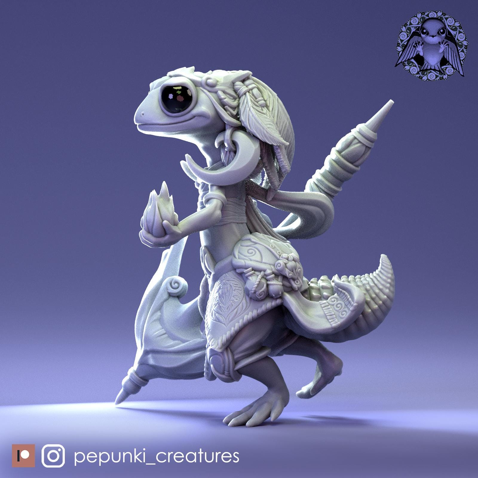 Gecko Mage | Tabletop Miniature | Pepunki Creatures