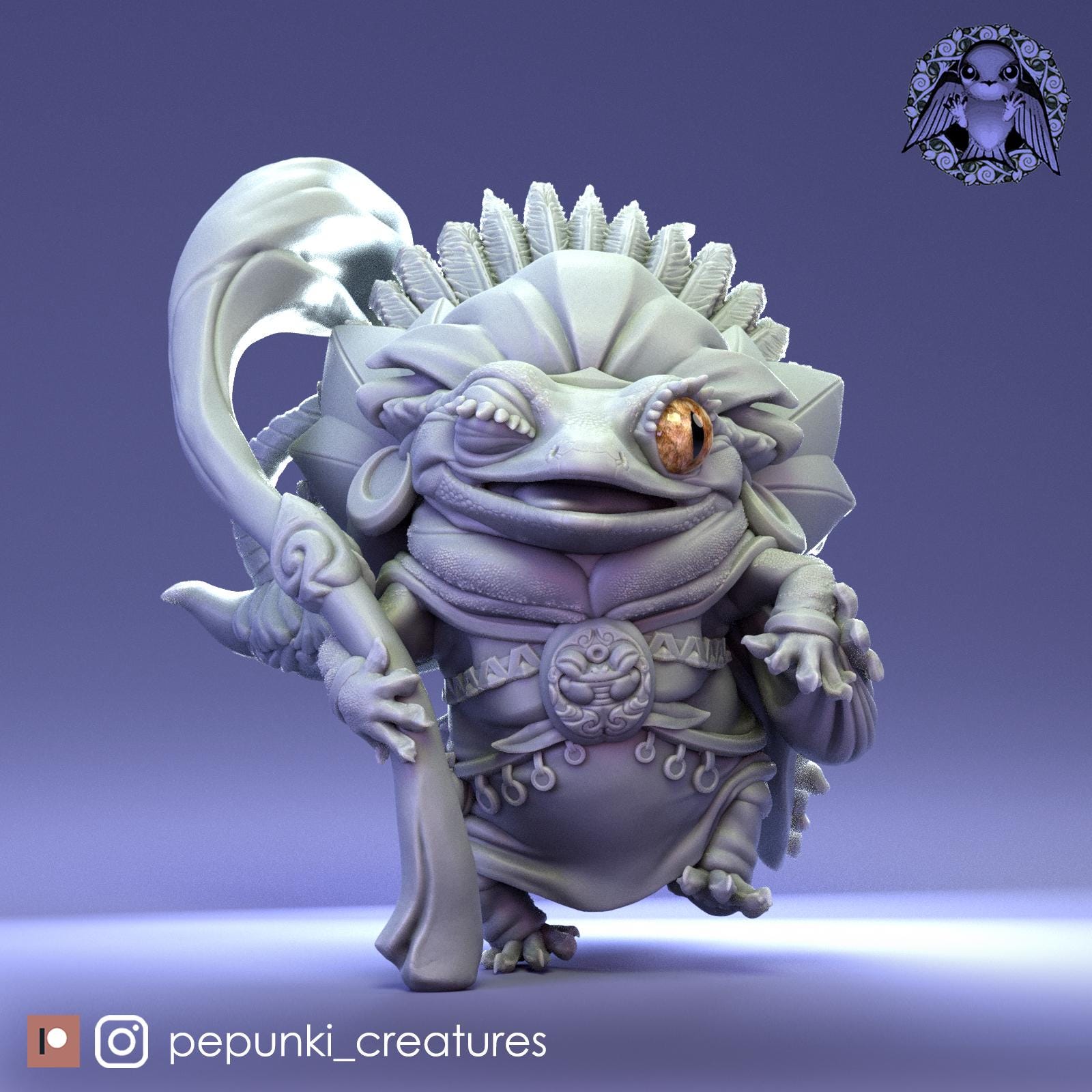 Gecko Shaman | Tabletop Miniature | Pepunki Creatures