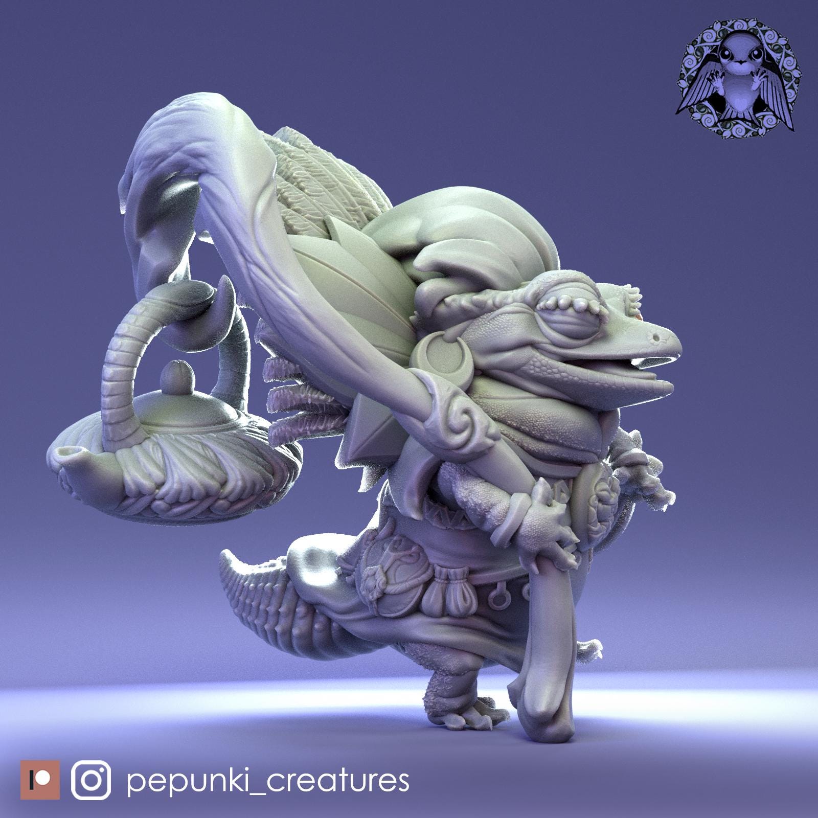 Gecko Shaman | Tabletop Miniature | Pepunki Creatures