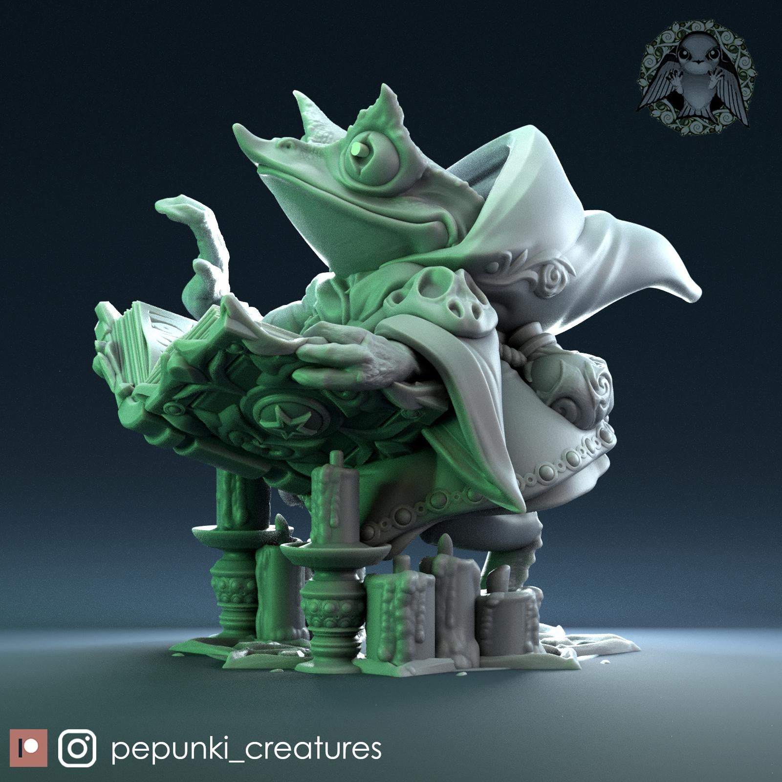 Horned Frog Necromancer | Tabletop Miniature | Pepunki Creatures