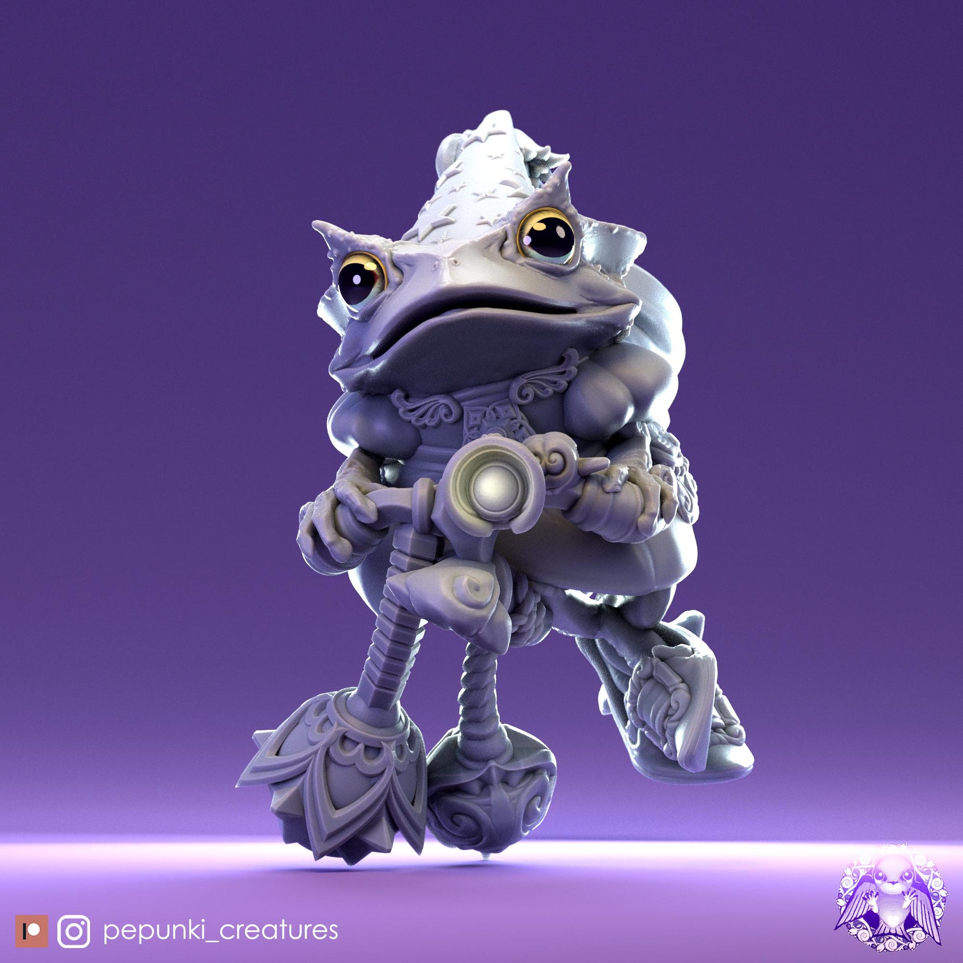 Wizardess Frog | Tabletop Miniature | Pepunki Creatures