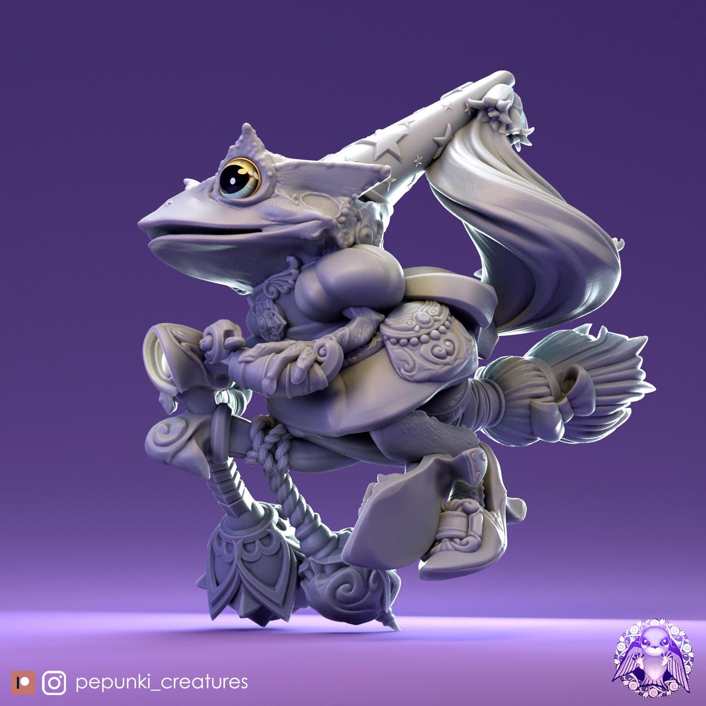 Wizardess Frog | Tabletop Miniature | Pepunki Creatures