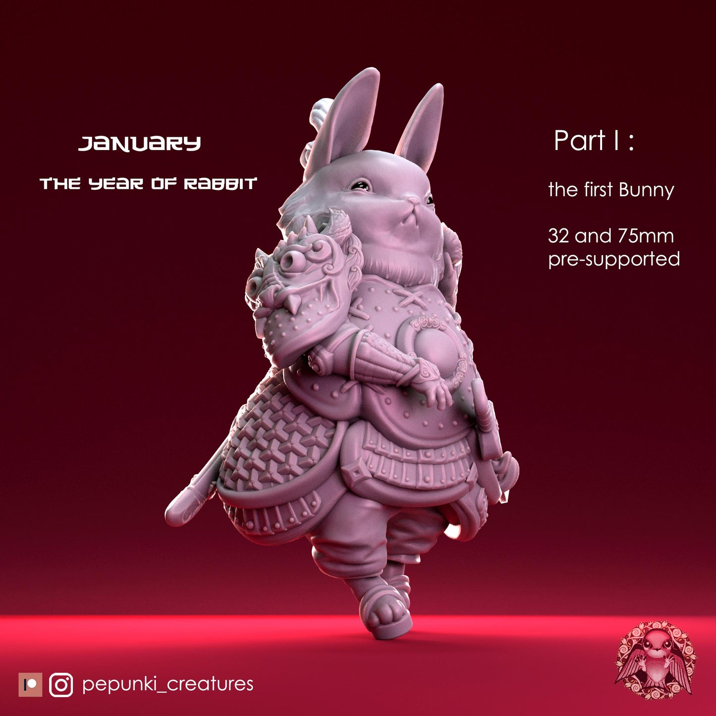 Bunny Warrior | Tabletop Miniature | Pepunki Creatures