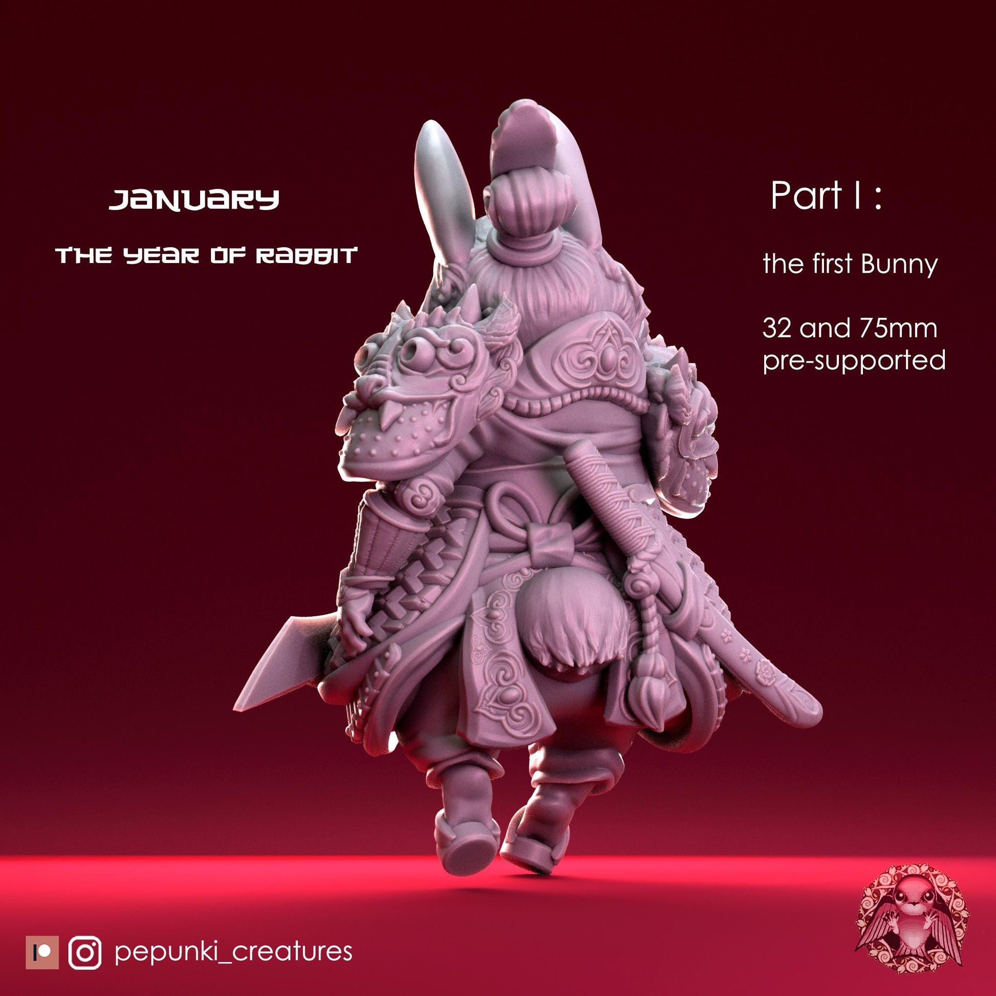 Bunny Warrior | Tabletop Miniature | Pepunki Creatures