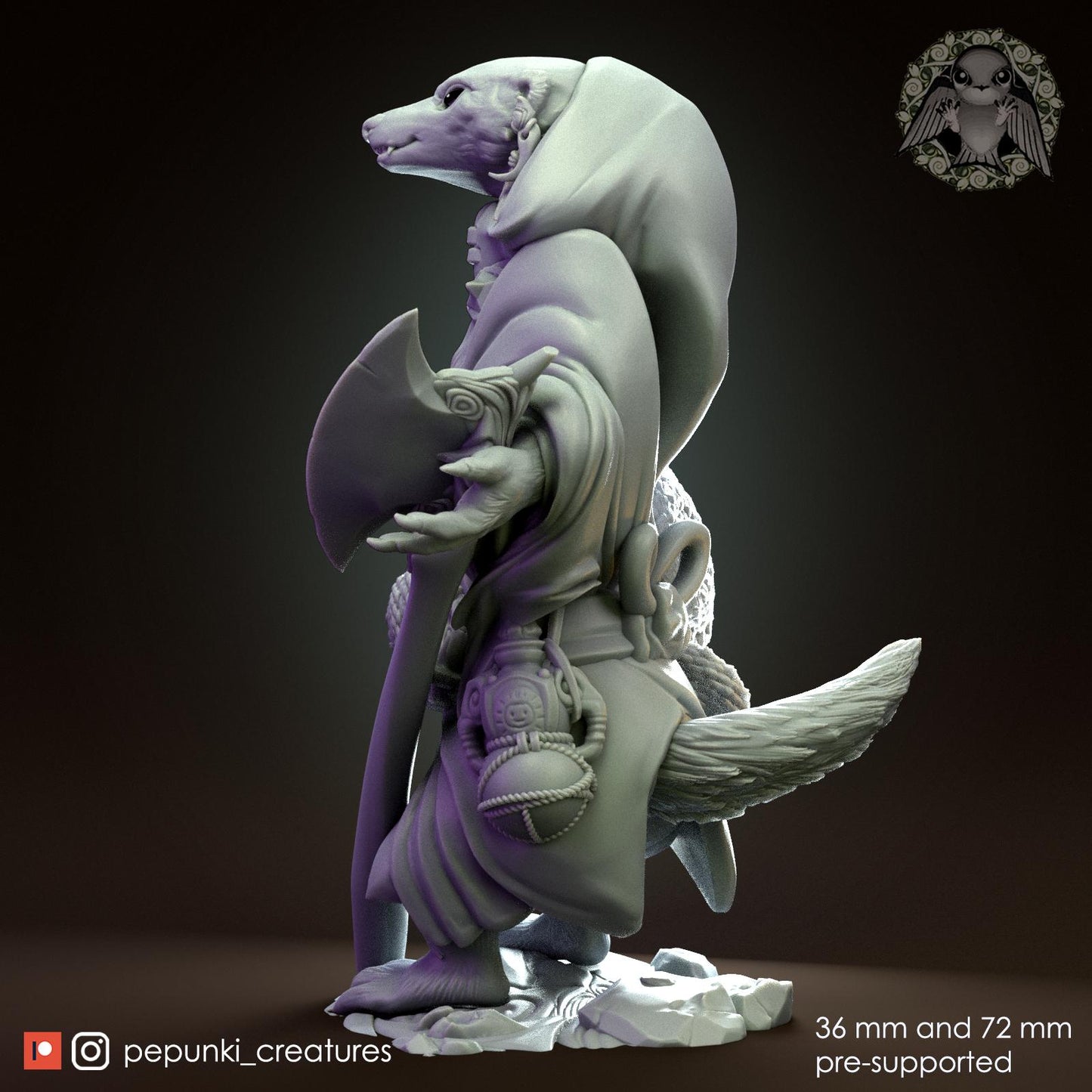 Honey Badger Beekeeper | Tabletop Miniature | Pepunki Creatures