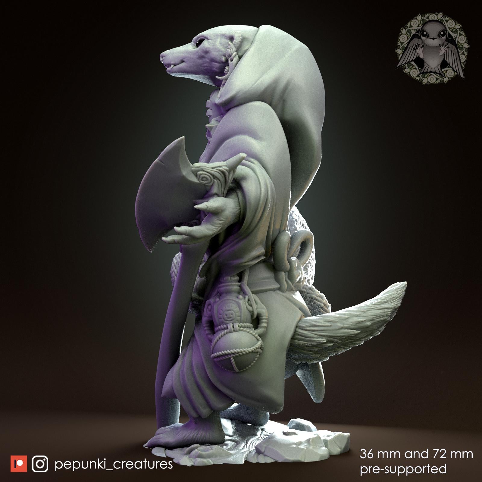 Honey Badger Beekeeper | Tabletop Miniature | Pepunki Creatures