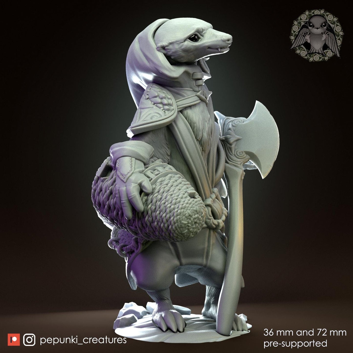 Honey Badger Beekeeper | Tabletop Miniature | Pepunki Creatures