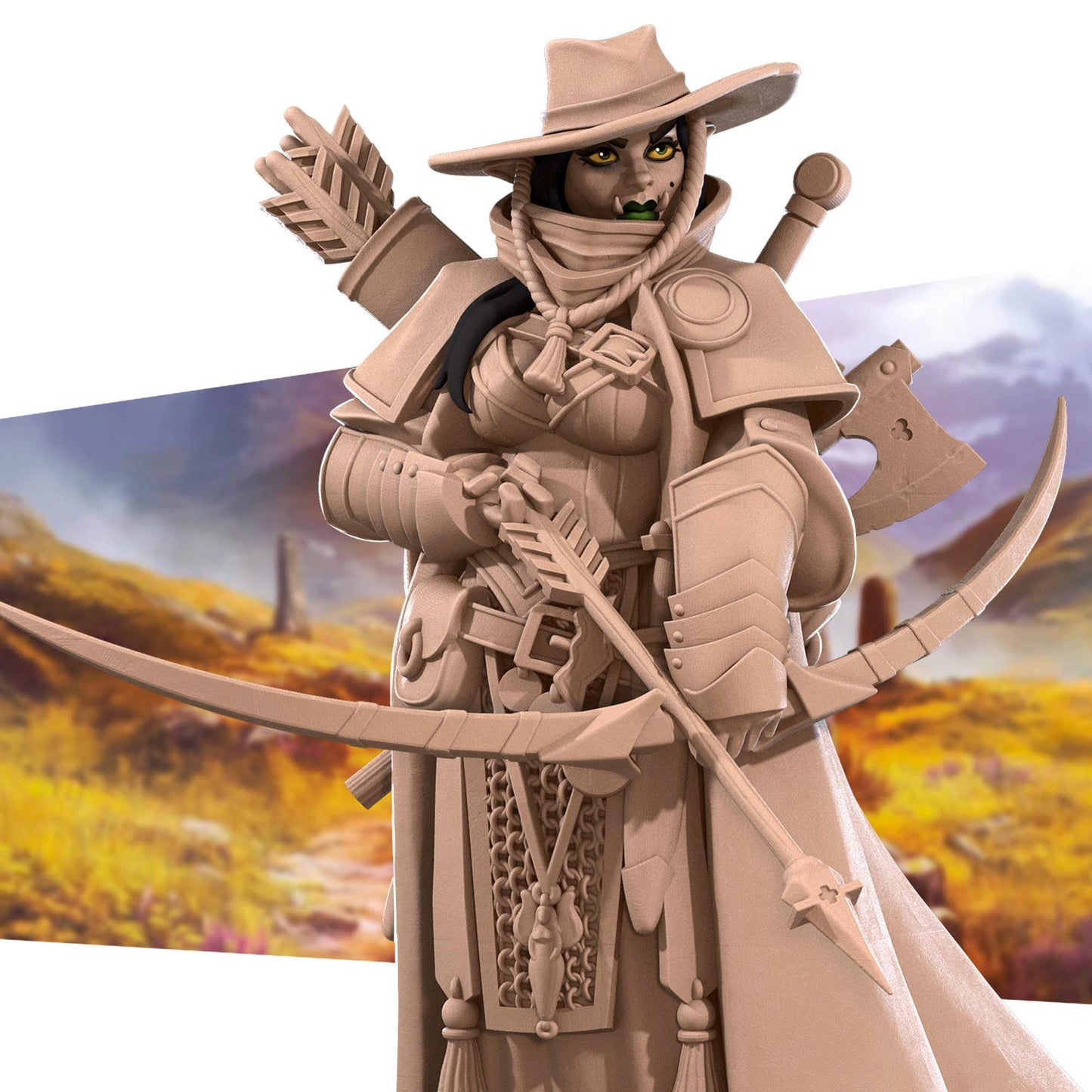 Half-Orc Ranger Miniature | Bite the Bullet