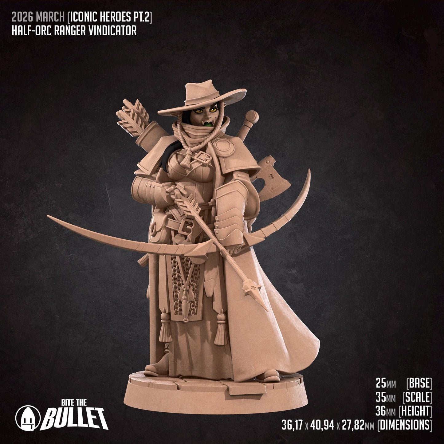 Half-Orc Ranger Miniature | Bite the Bullet