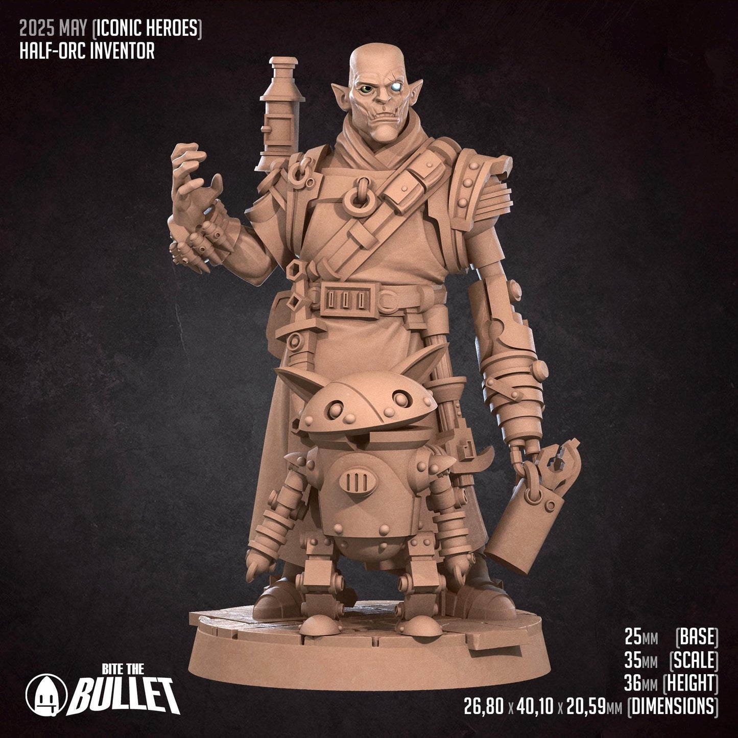 Half-Orc Inventor & Robot Miniature | Bite the Bullet