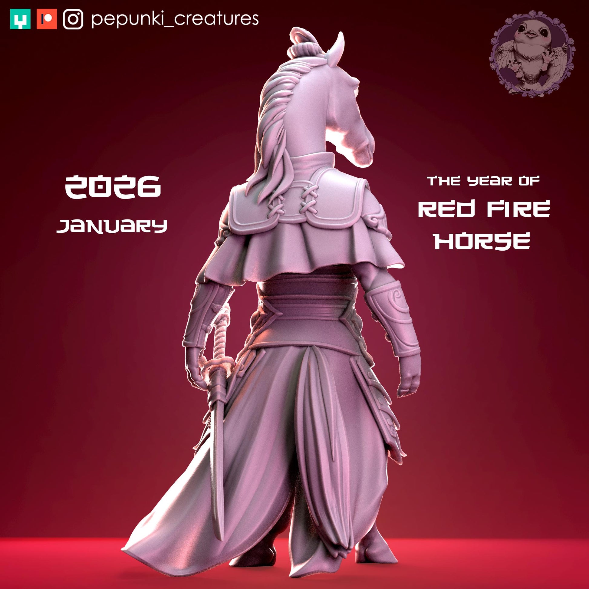 Horse Samurai | Tabletop Miniature | Pepunki Creatures
