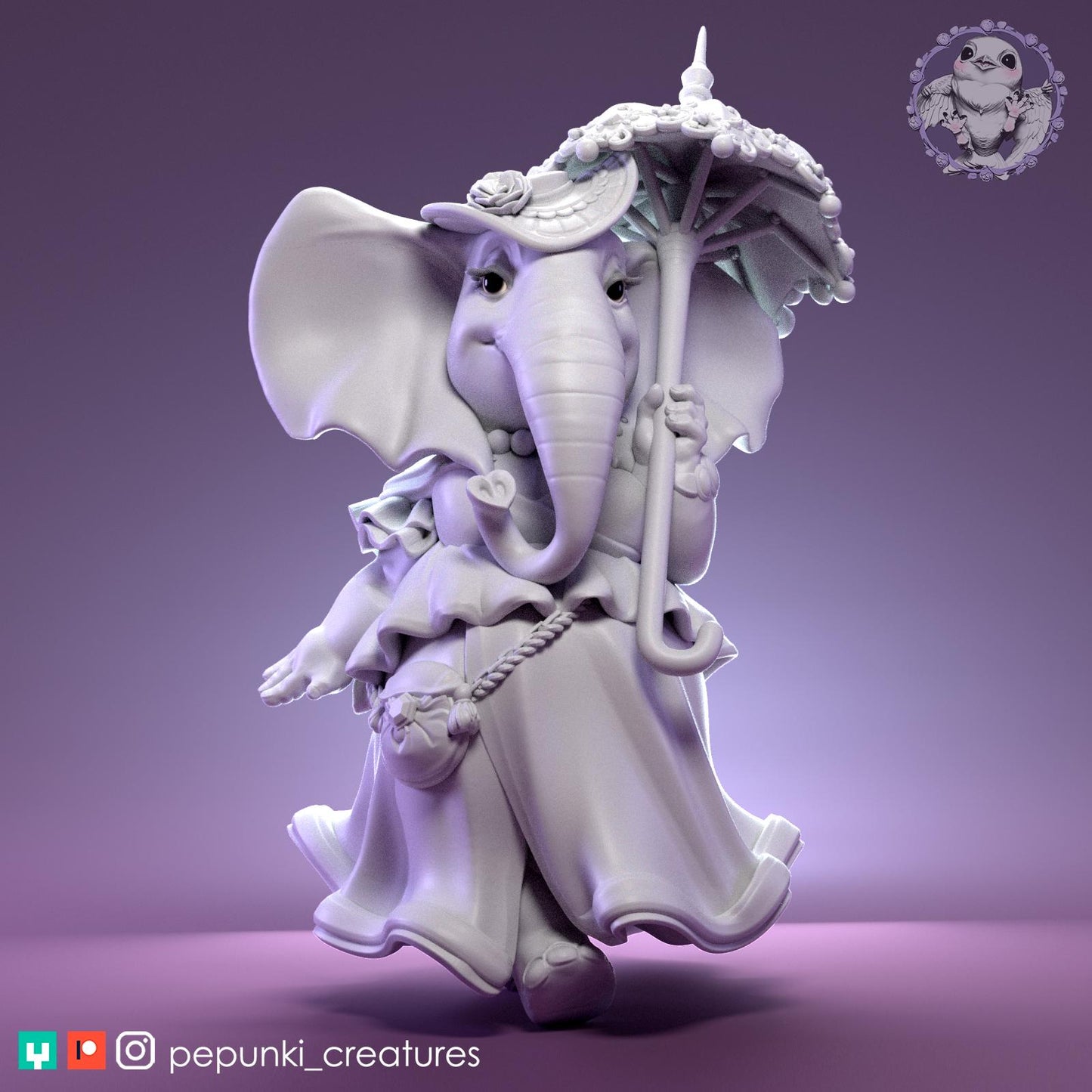 Elephant Lady | Tabletop Miniature | Pepunki Creatures