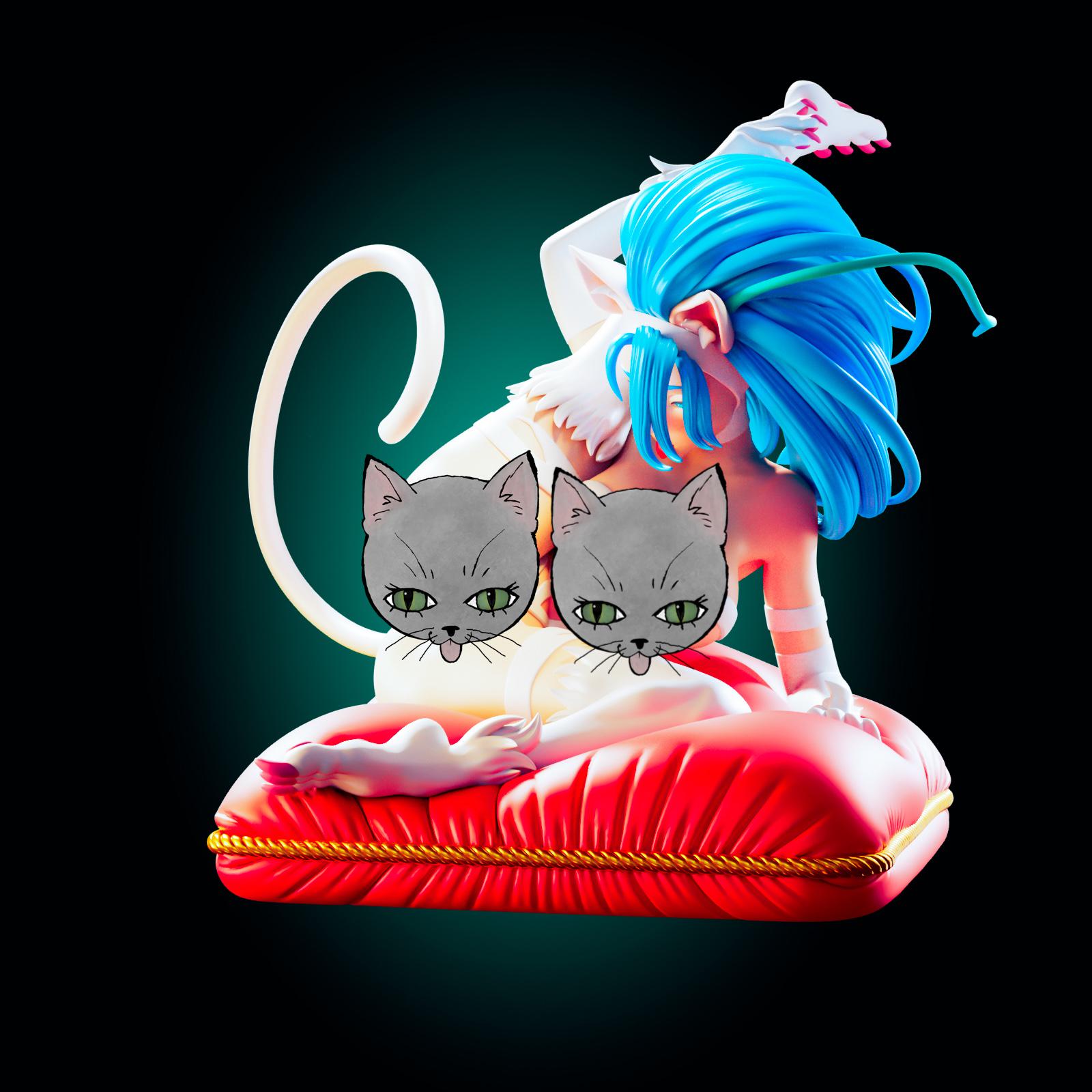 Cat Fighter Girl Model Kit | 3D Resin Printed Figurine | Officer Rhu