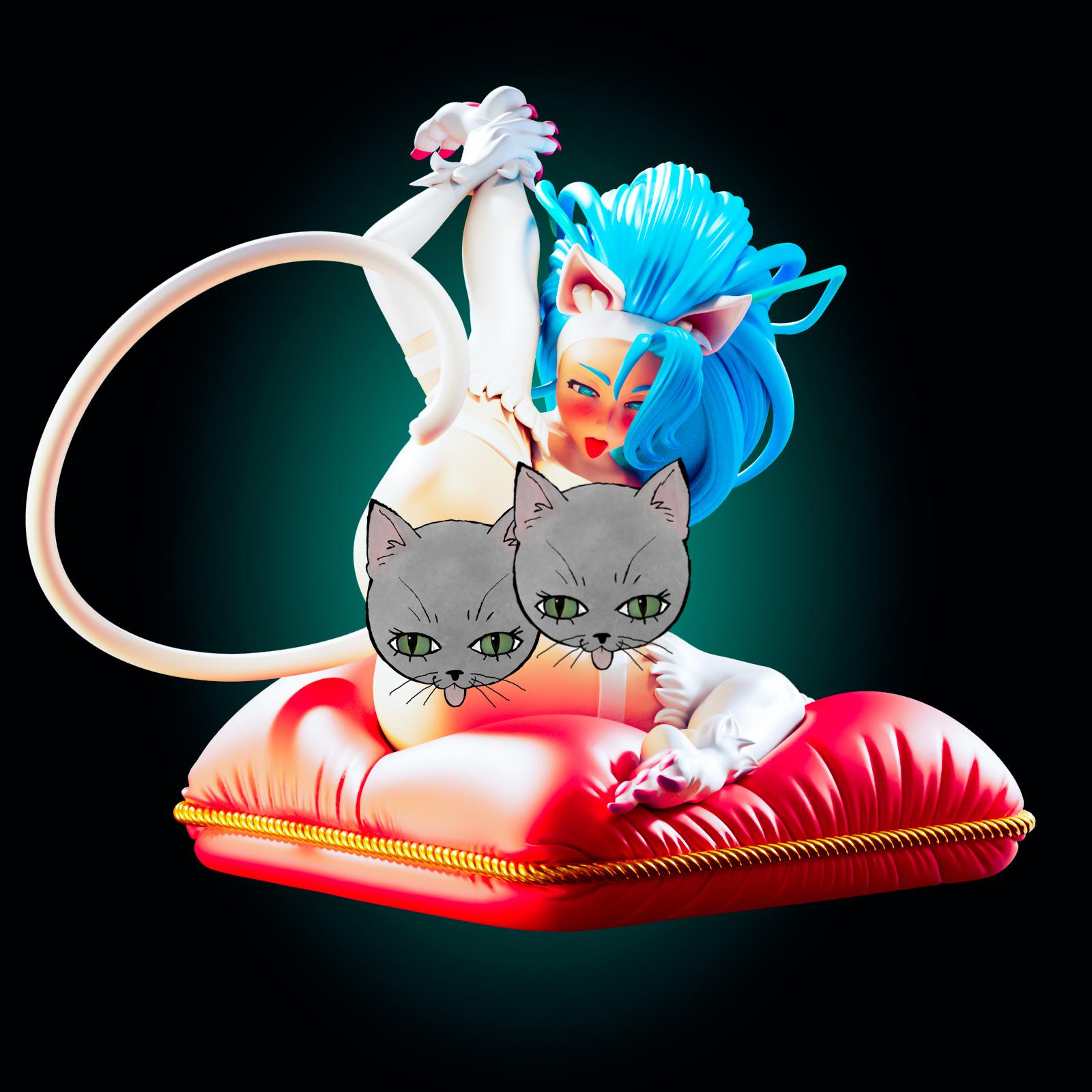 Cat Fighter Girl Model Kit | 3D Resin Printed Figurine | Officer Rhu