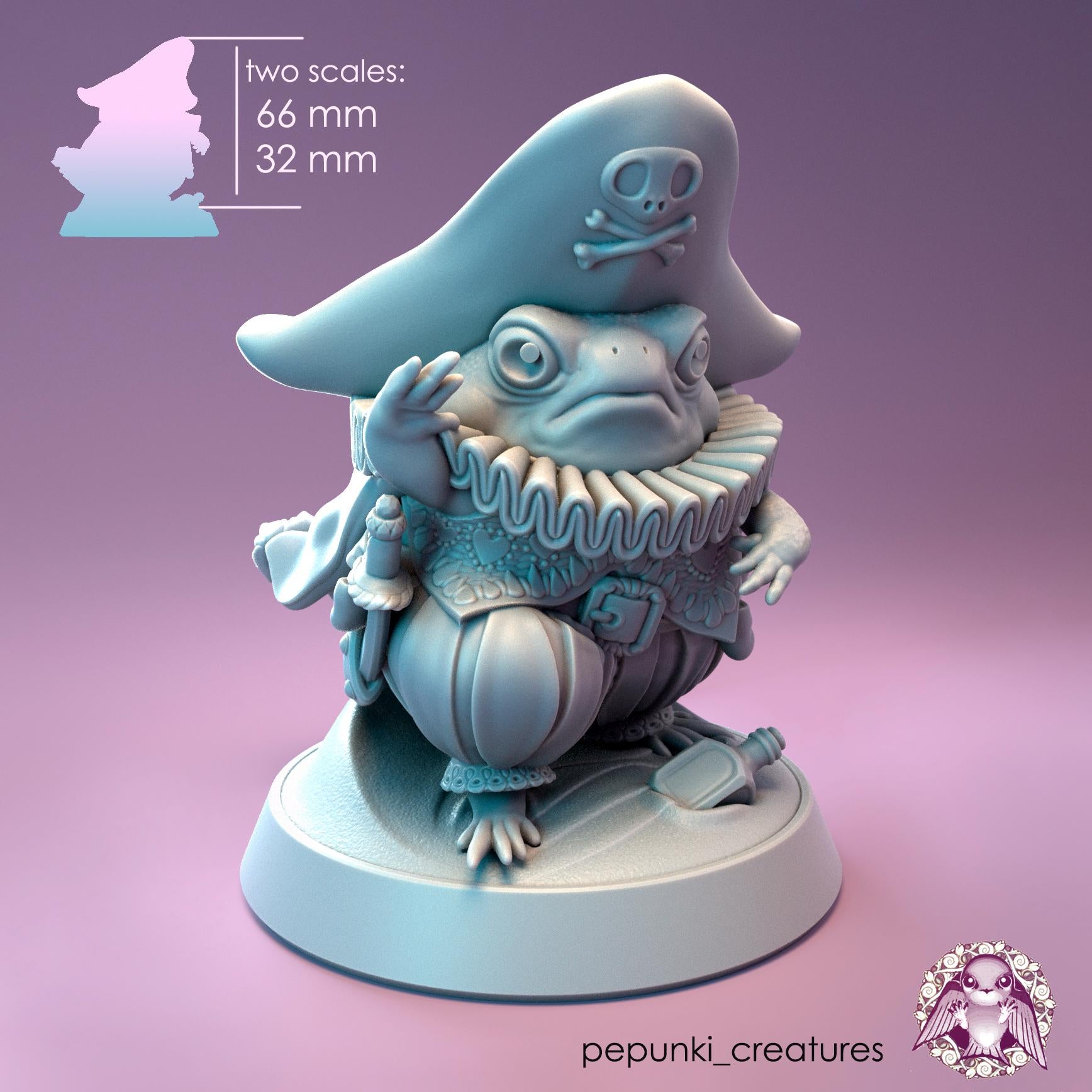 Frog Pirate Billy Quacks | Tabletop Miniature | Pepunki Creatures