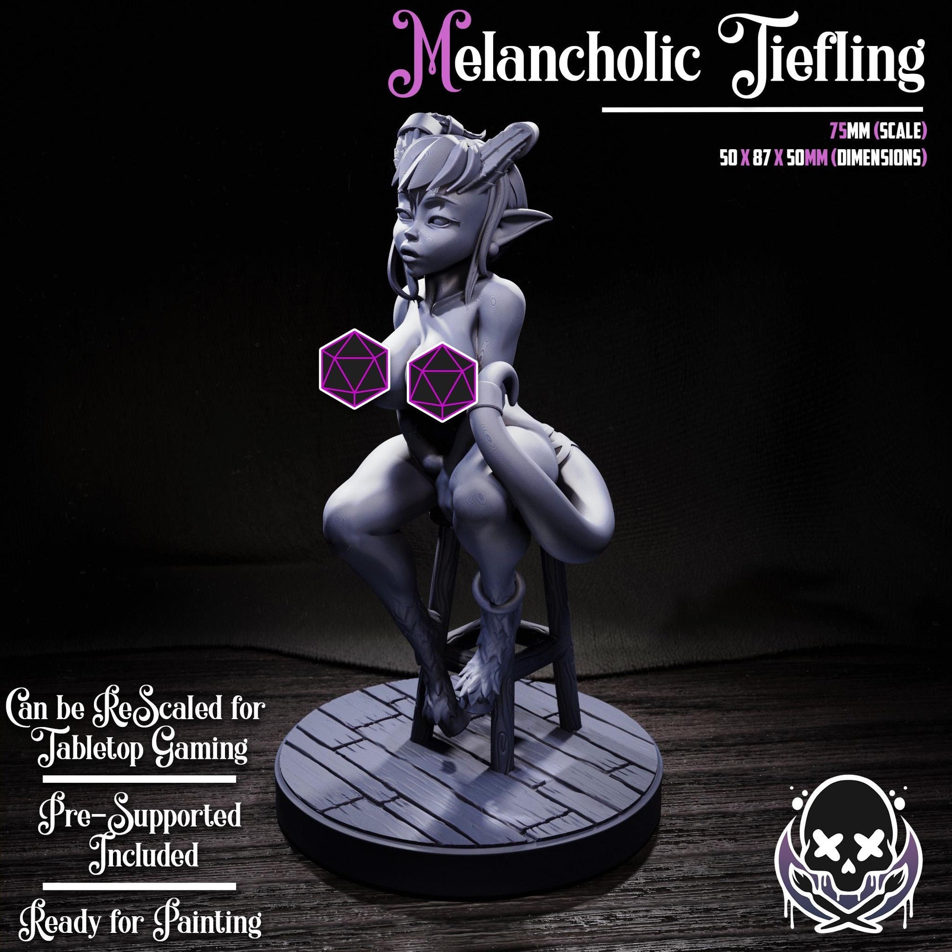 Melancholic Tiefling Miniature | Jigglystix