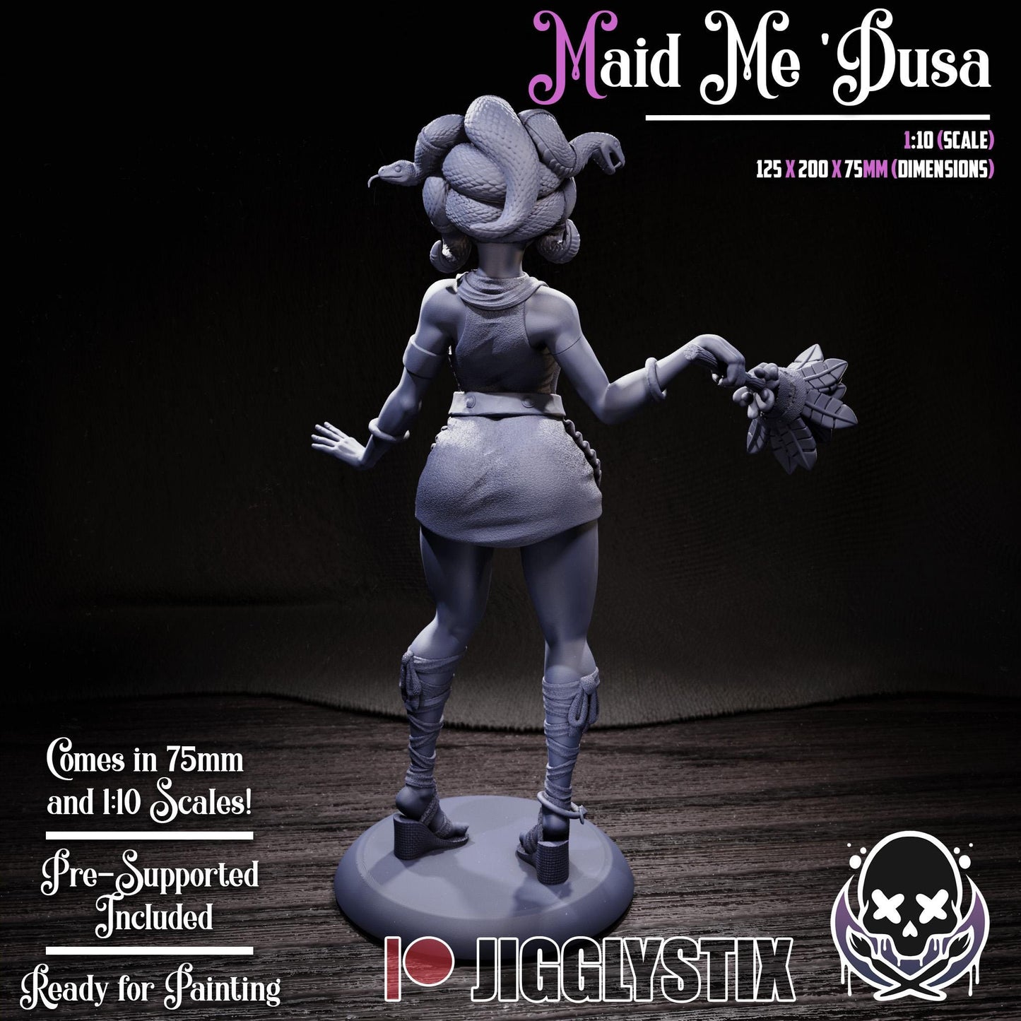 Medusa Snake Girl Model Kit | 3D Resin Printed Figurine | Jigglystix