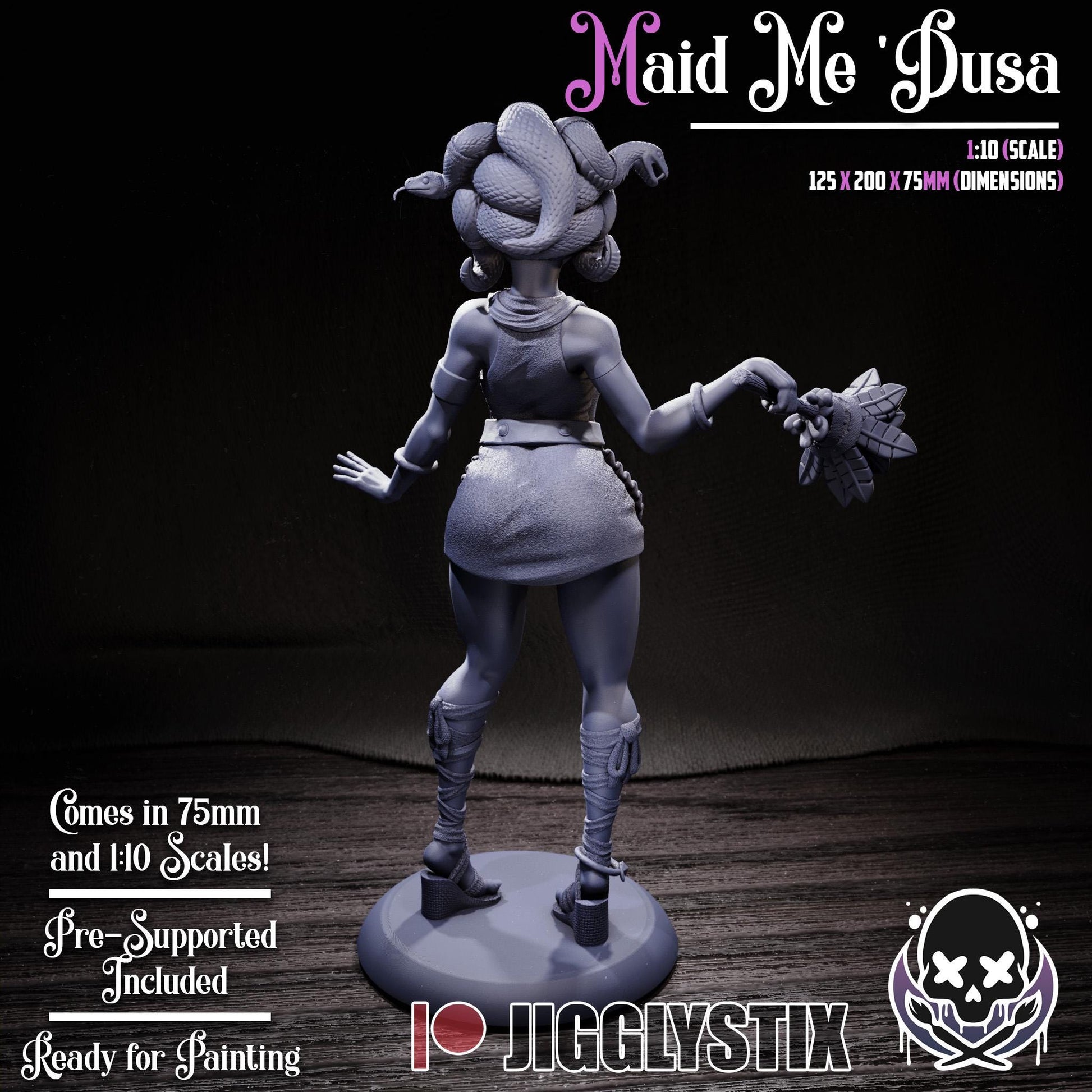 Medusa Snake Girl Model Kit | 3D Resin Printed Figurine | Jigglystix