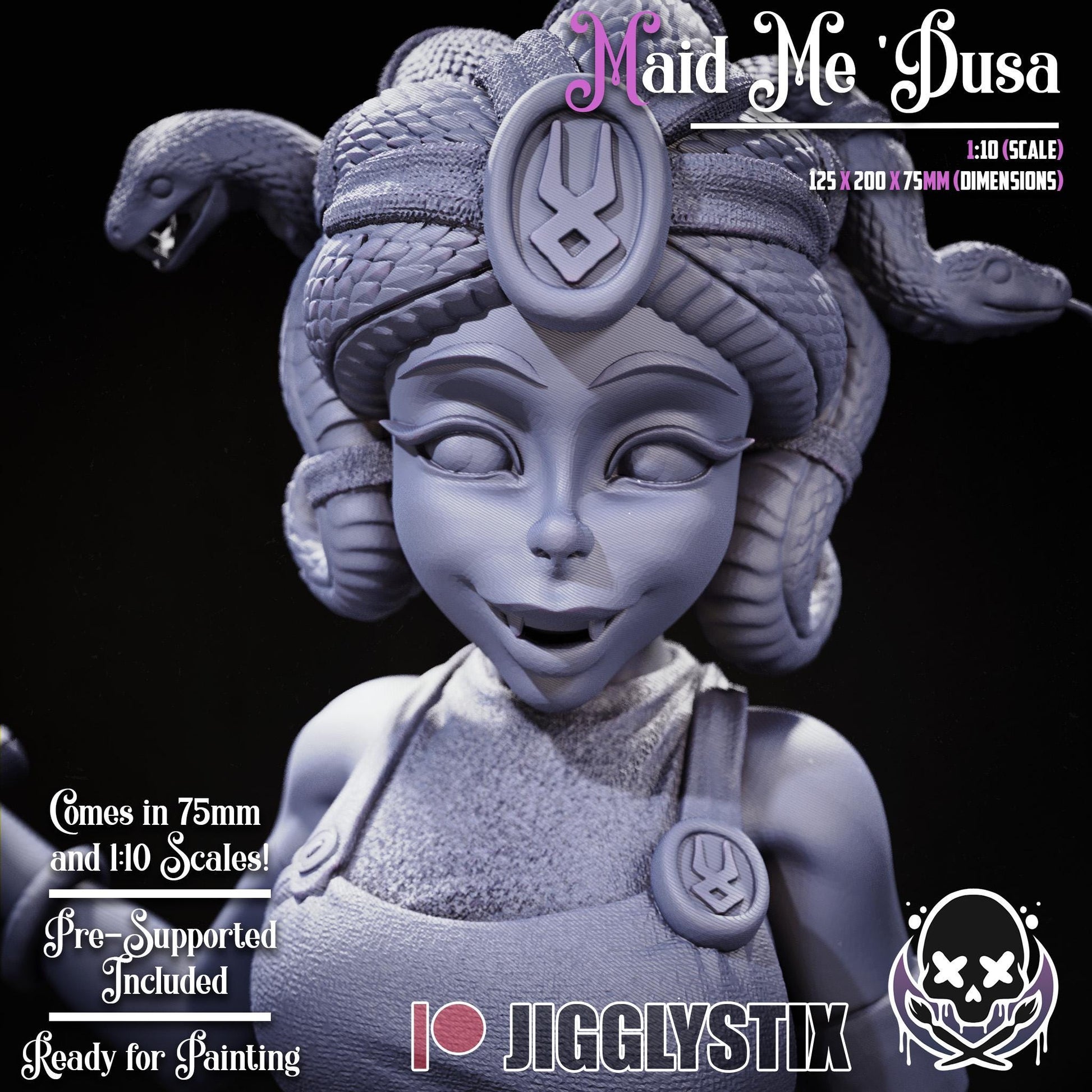 Medusa Snake Girl Model Kit | 3D Resin Printed Figurine | Jigglystix