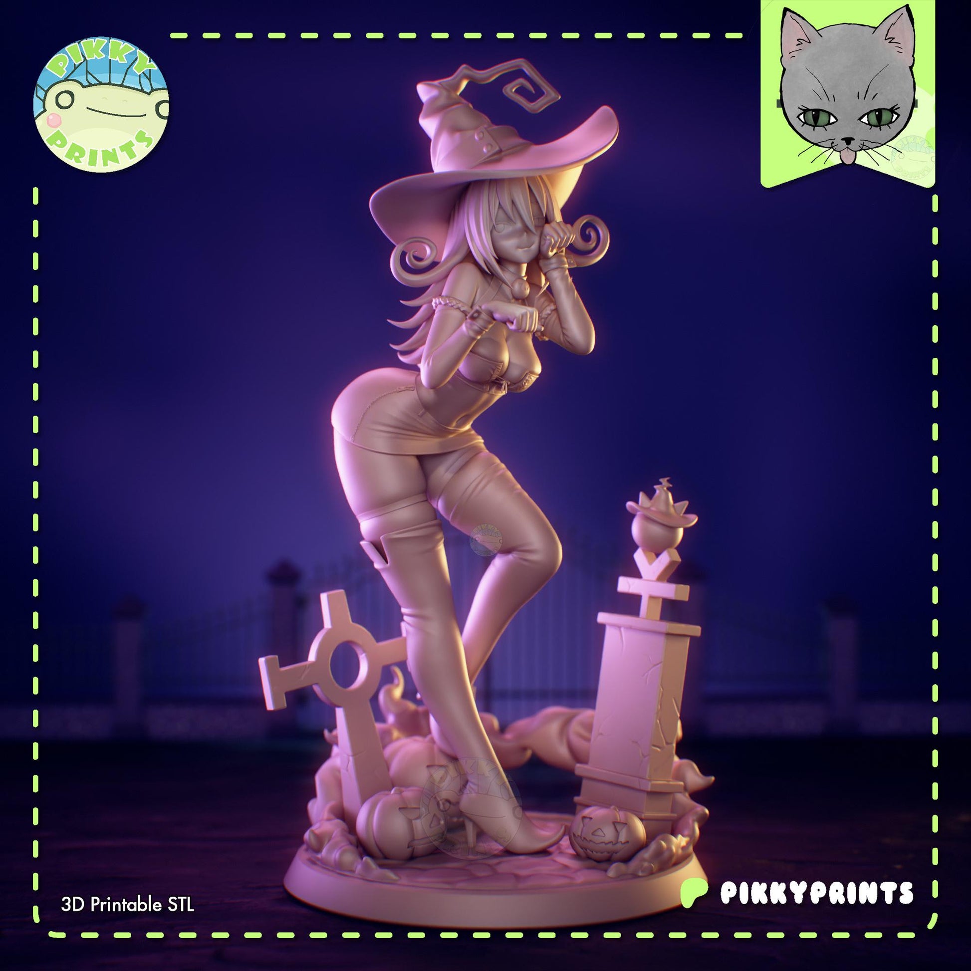 Witch Girl Model Kit | 3D Resin Printed Figurine | Pikky Prints