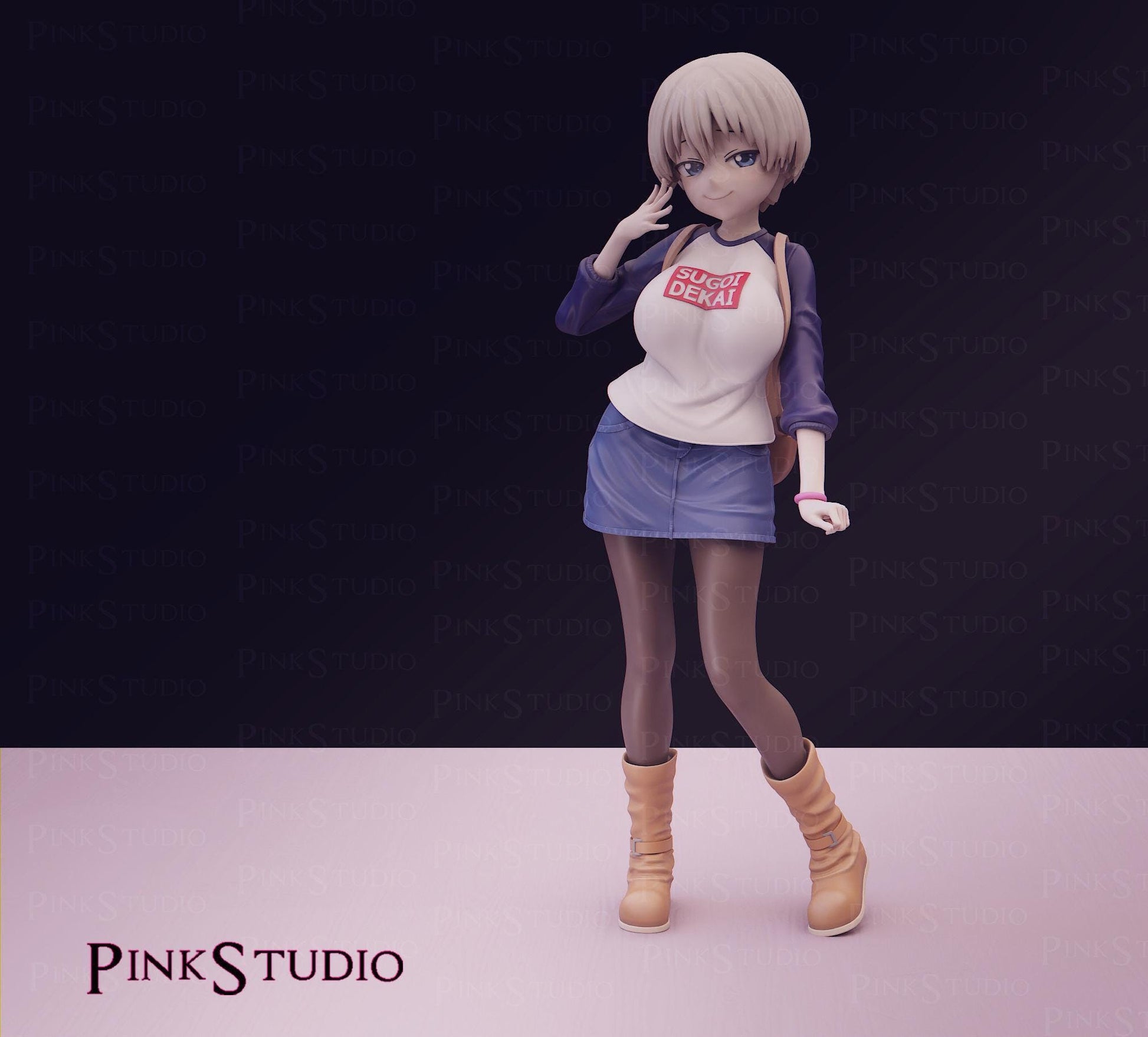 Japanese Schoolgirl Model Kit | 3D Resin Printed Figurine | Pink Studio
