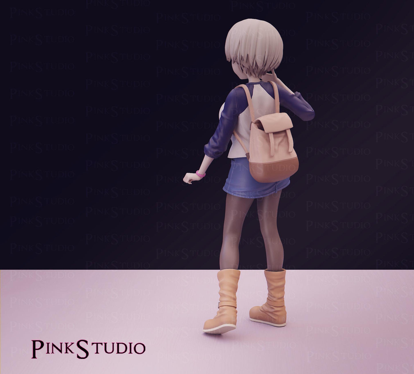 Japanese Schoolgirl Model Kit | 3D Resin Printed Figurine | Pink Studio