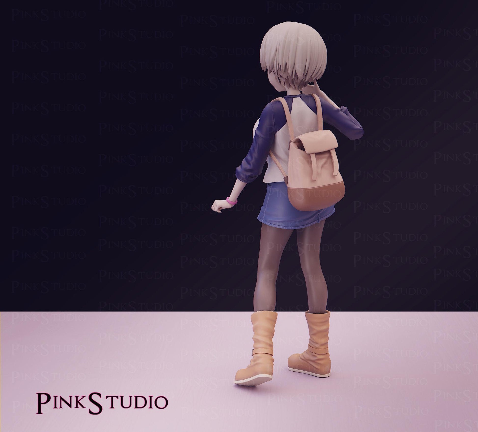 Japanese Schoolgirl Model Kit | 3D Resin Printed Figurine | Pink Studio