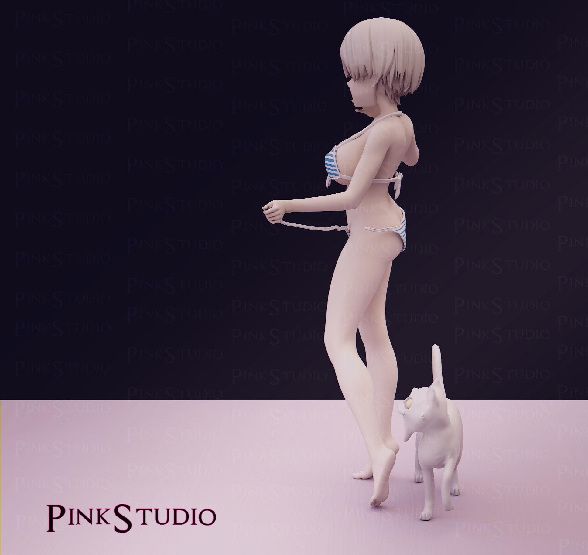Japanese Schoolgirl Model Kit | 3D Resin Printed Figurine | Pink Studio