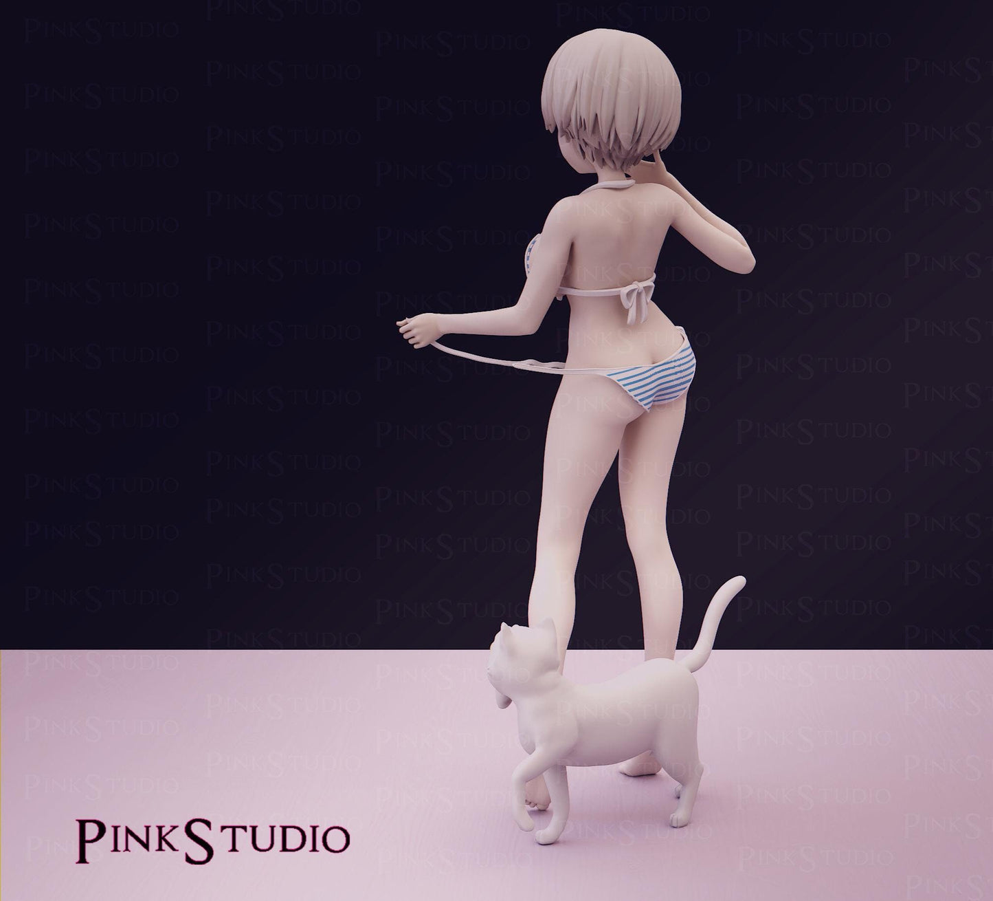 Japanese Schoolgirl Model Kit | 3D Resin Printed Figurine | Pink Studio