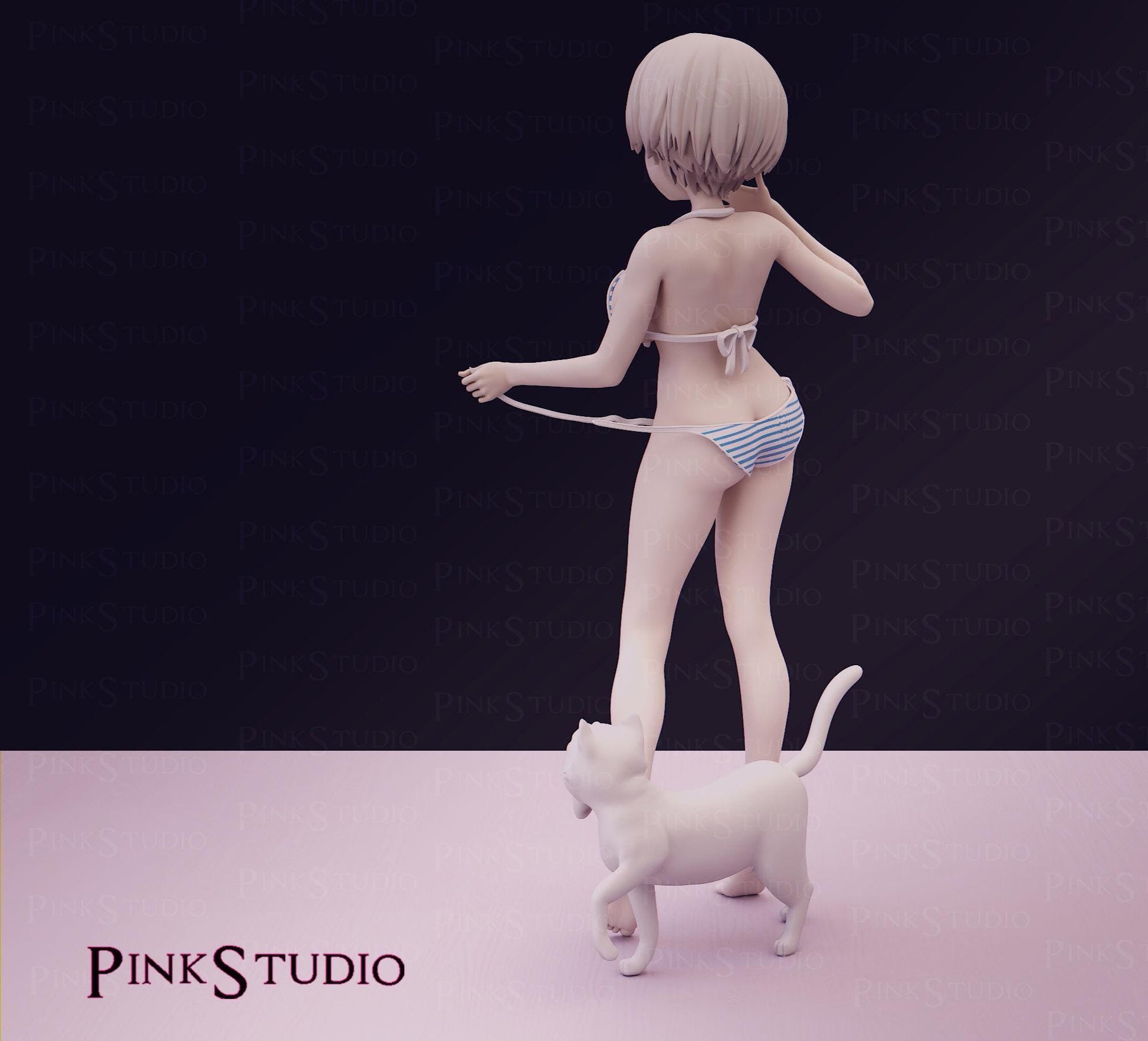 Japanese Schoolgirl Model Kit | 3D Resin Printed Figurine | Pink Studio