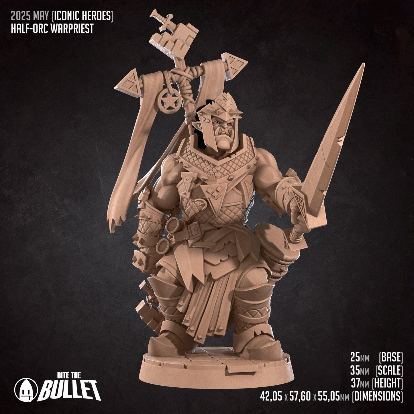 Half-Orc Warpriest Miniature | Bite the Bullet