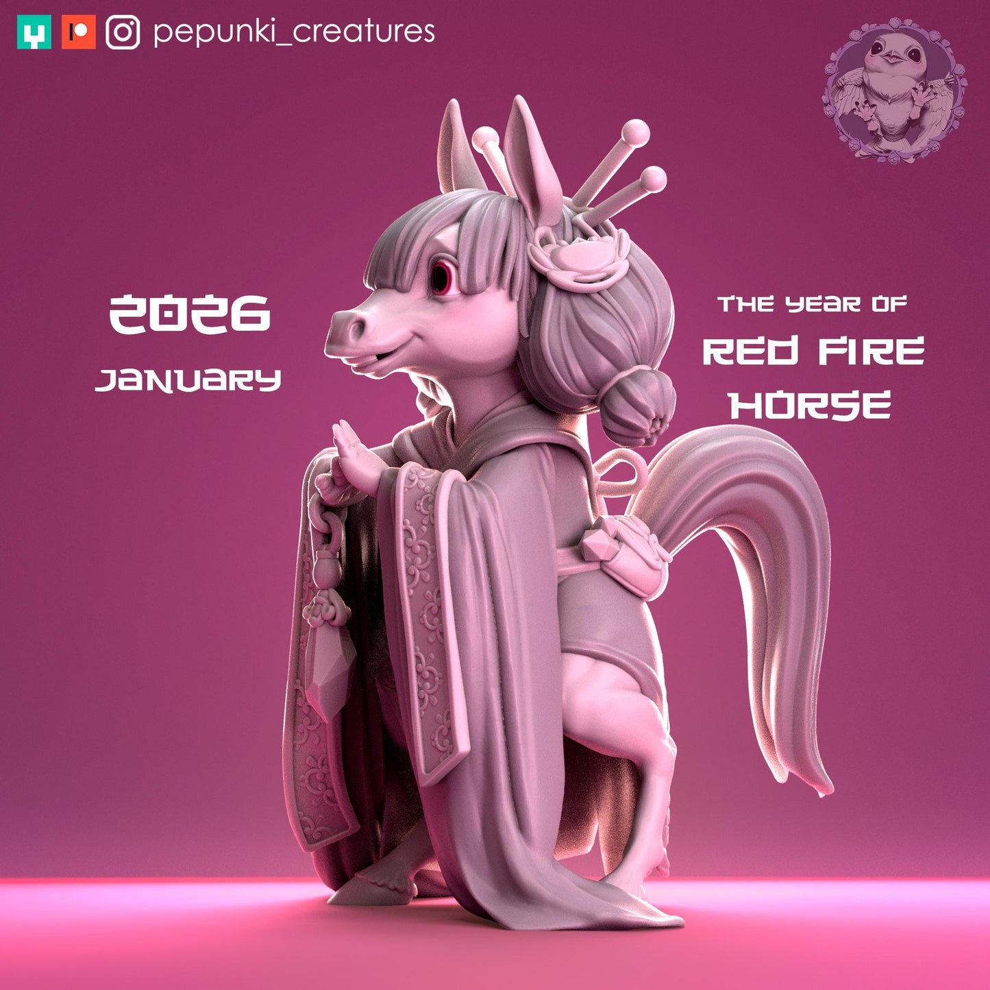 Pony Mage Princess | Tabletop Miniature | Pepunki Creatures