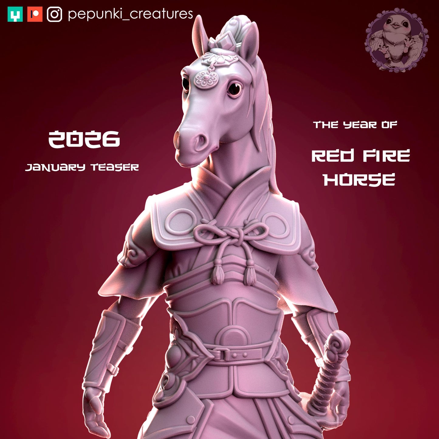 Horse Samurai | Tabletop Miniature | Pepunki Creatures