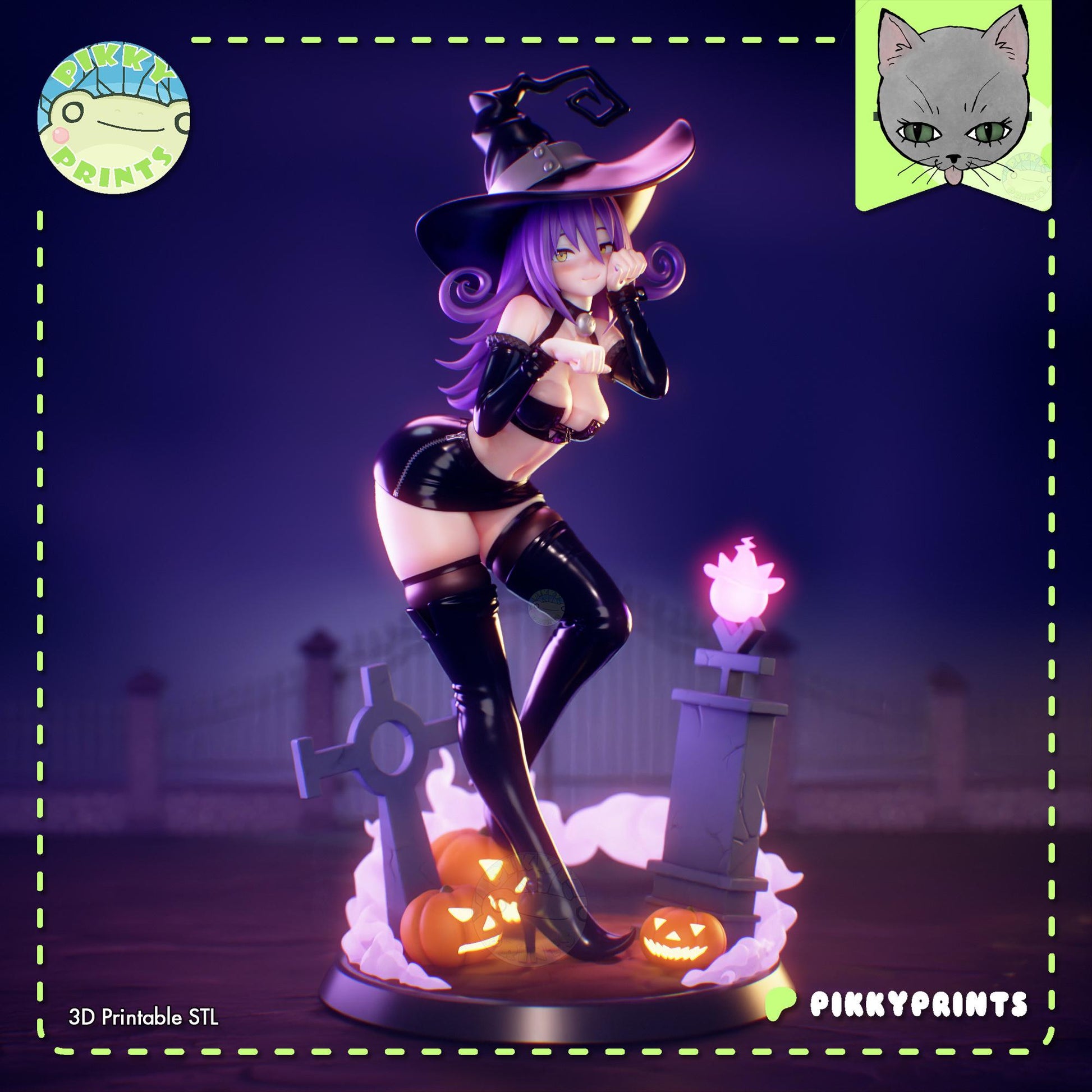Witch Girl Model Kit | 3D Resin Printed Figurine | Pikky Prints