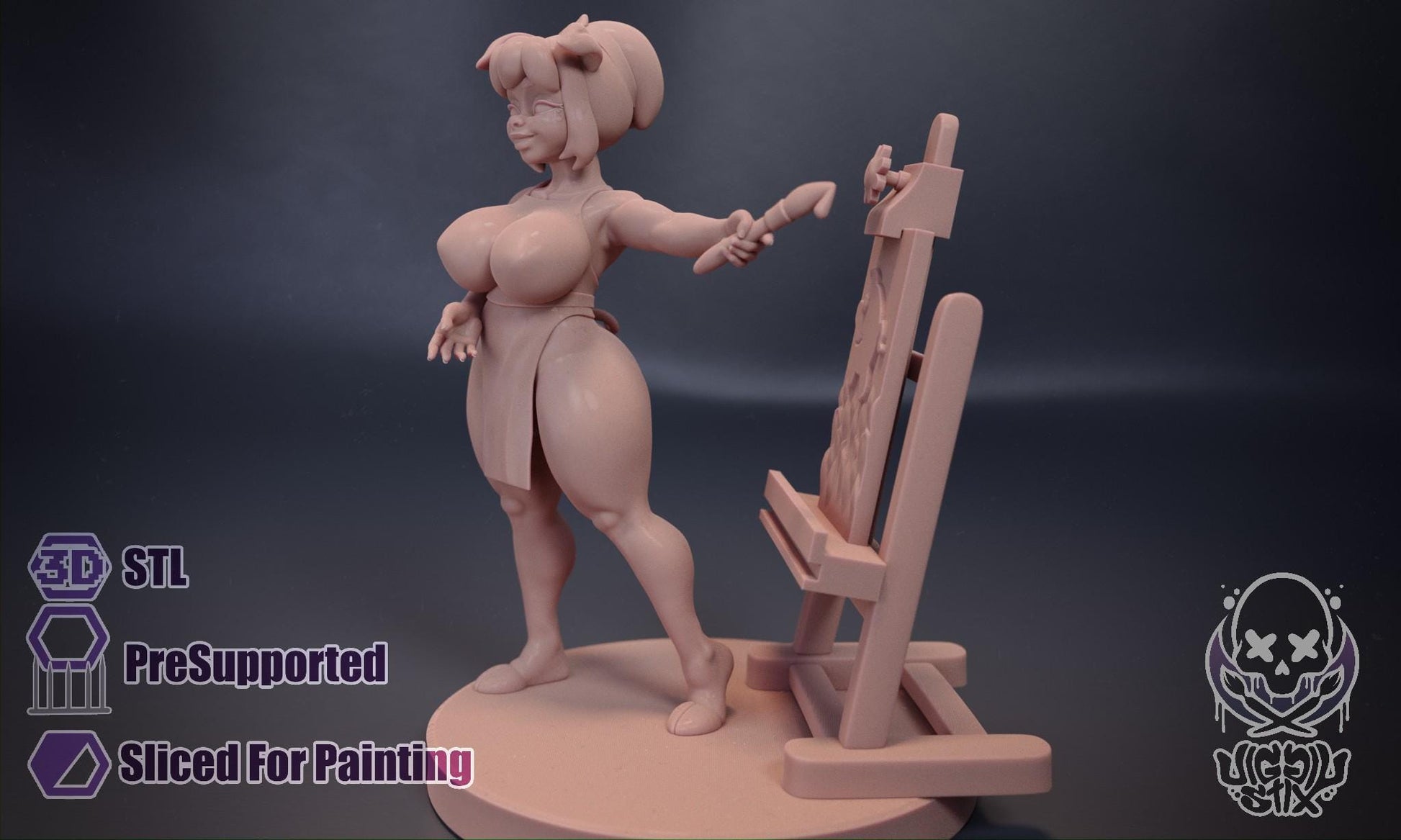 Female Piglet Artist Miniature | Jigglystix