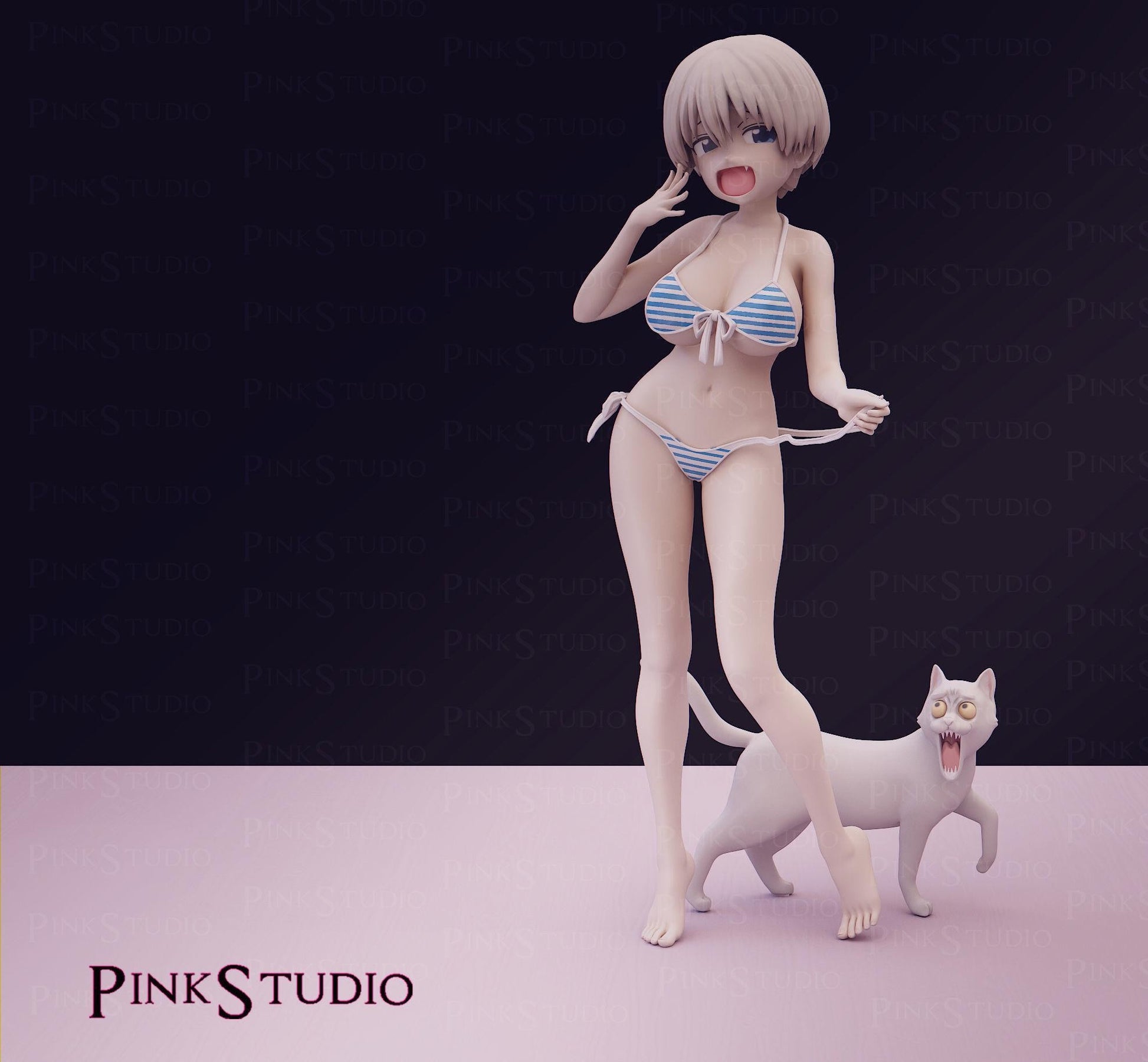 Japanese Schoolgirl Model Kit | 3D Resin Printed Figurine | Pink Studio