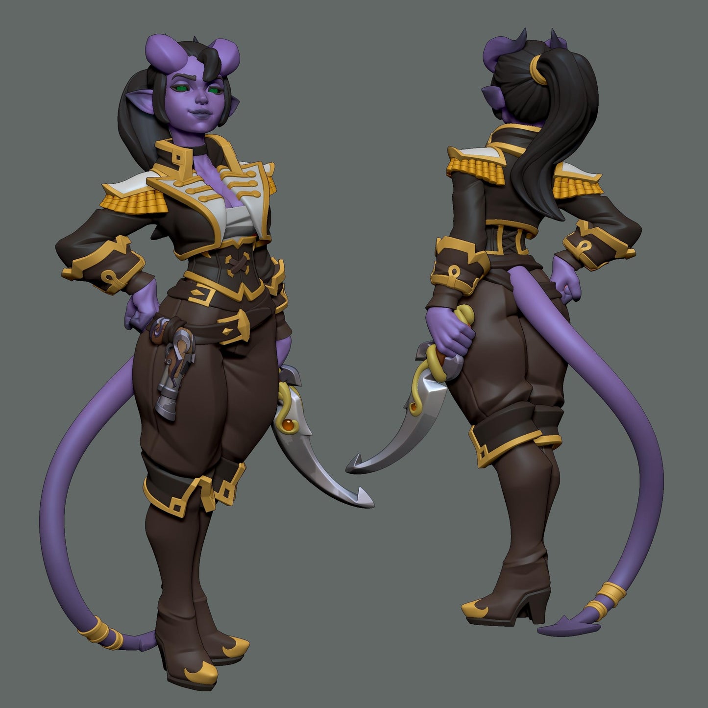 Sea Adventurer Tiefling Miniature | 1ndefference