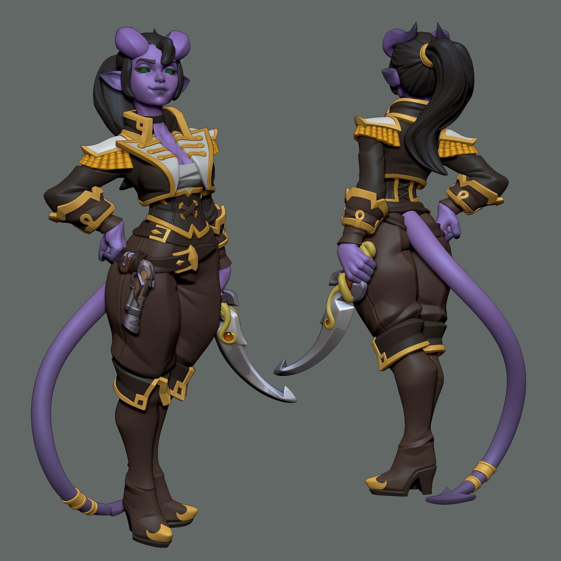 Sea Adventurer Tiefling Miniature | 1ndefference