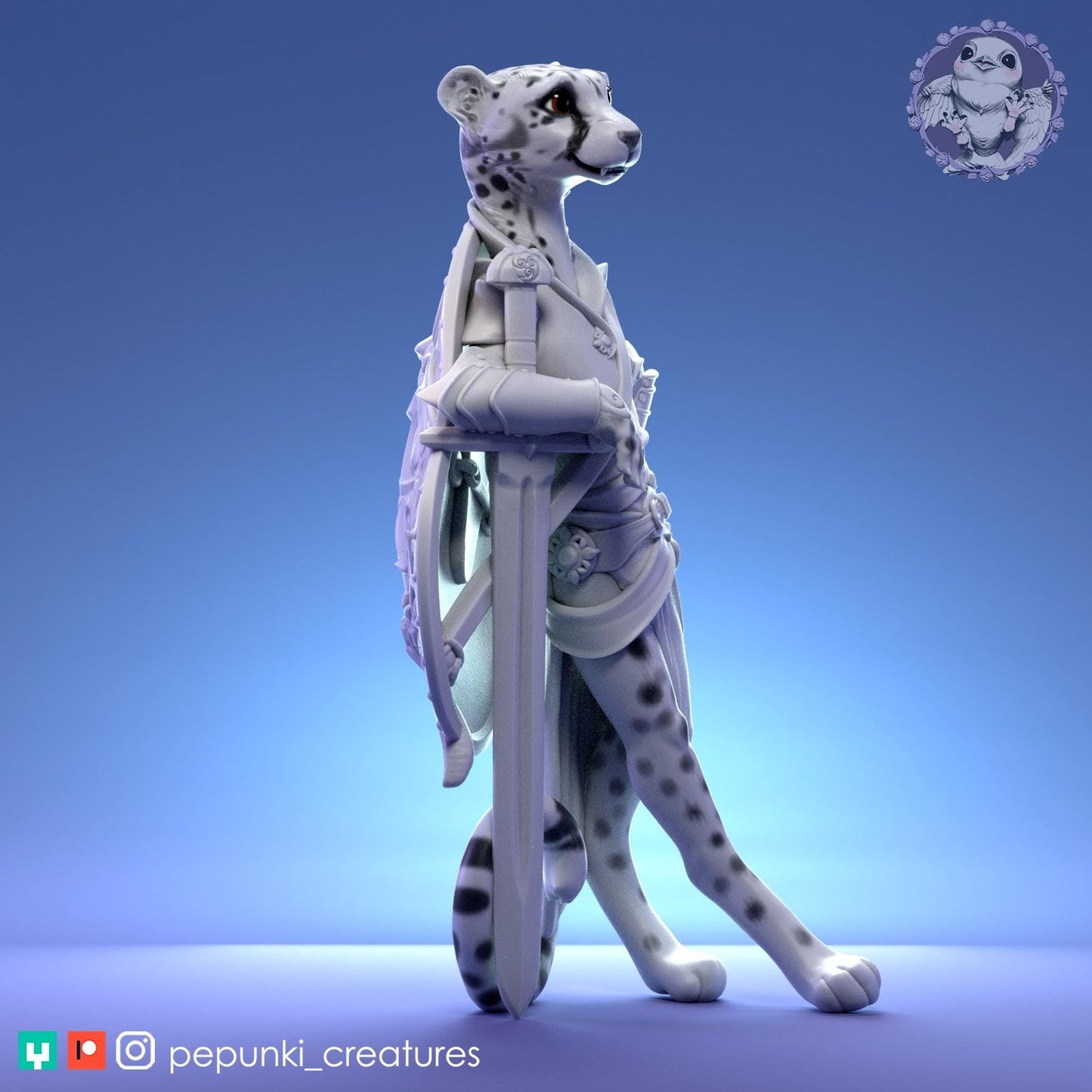 Cheetah Paladin | Tabletop Miniature | Pepunki Creatures