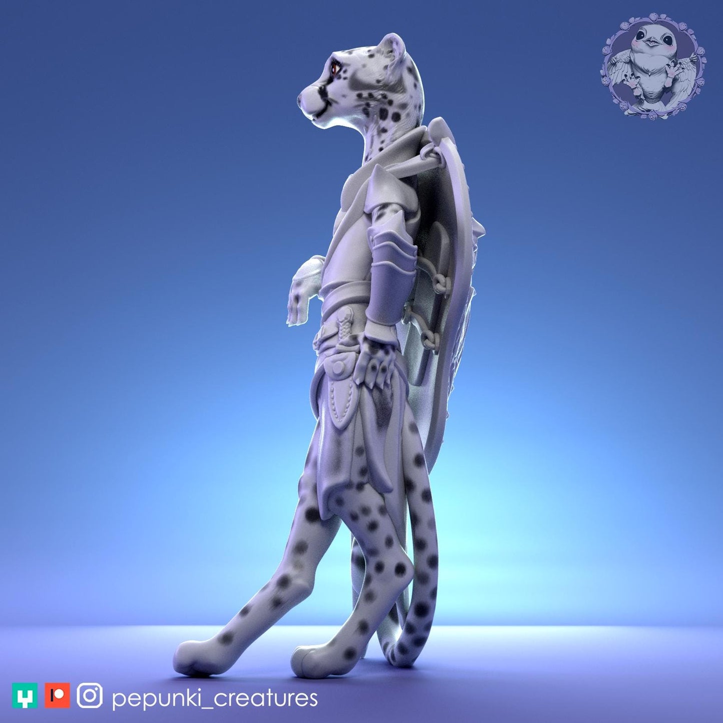 Cheetah Paladin | Tabletop Miniature | Pepunki Creatures