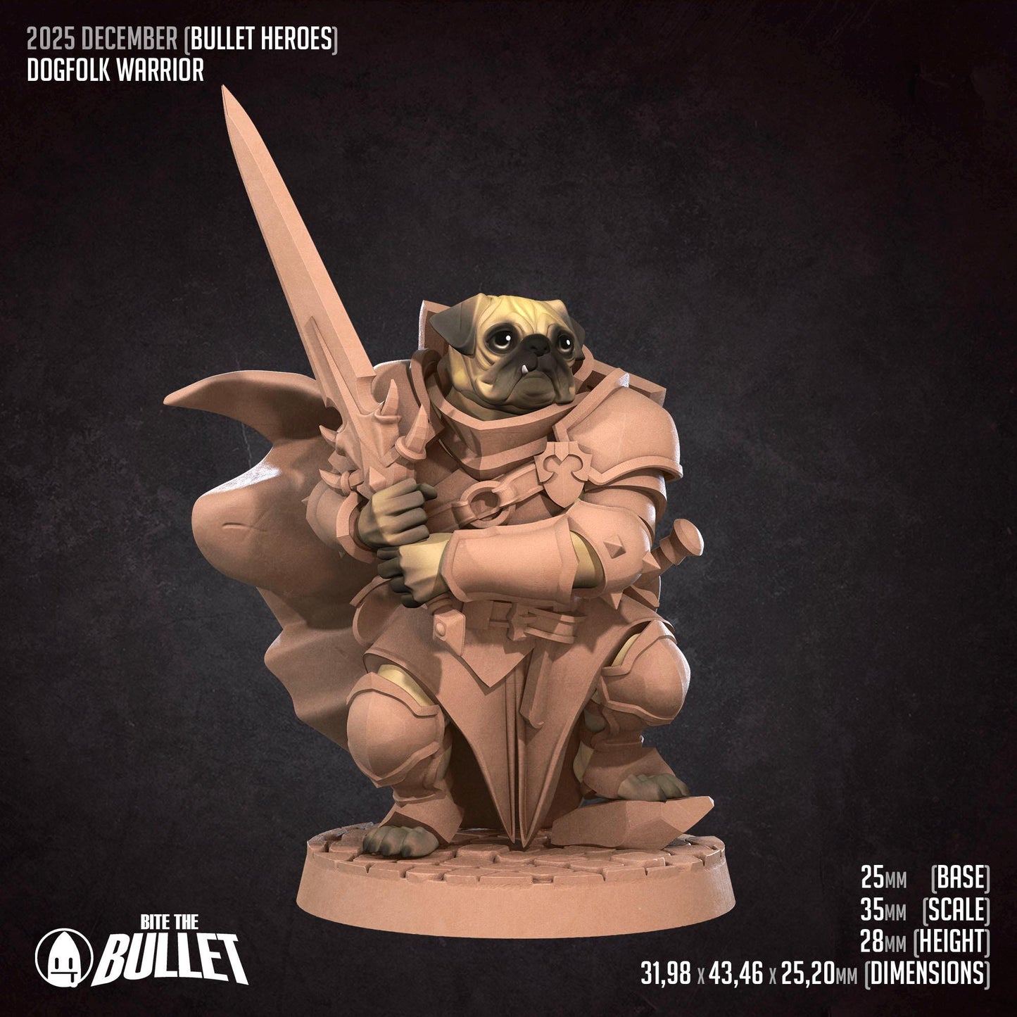 Pug Warrior Miniature | Bite the Bullet