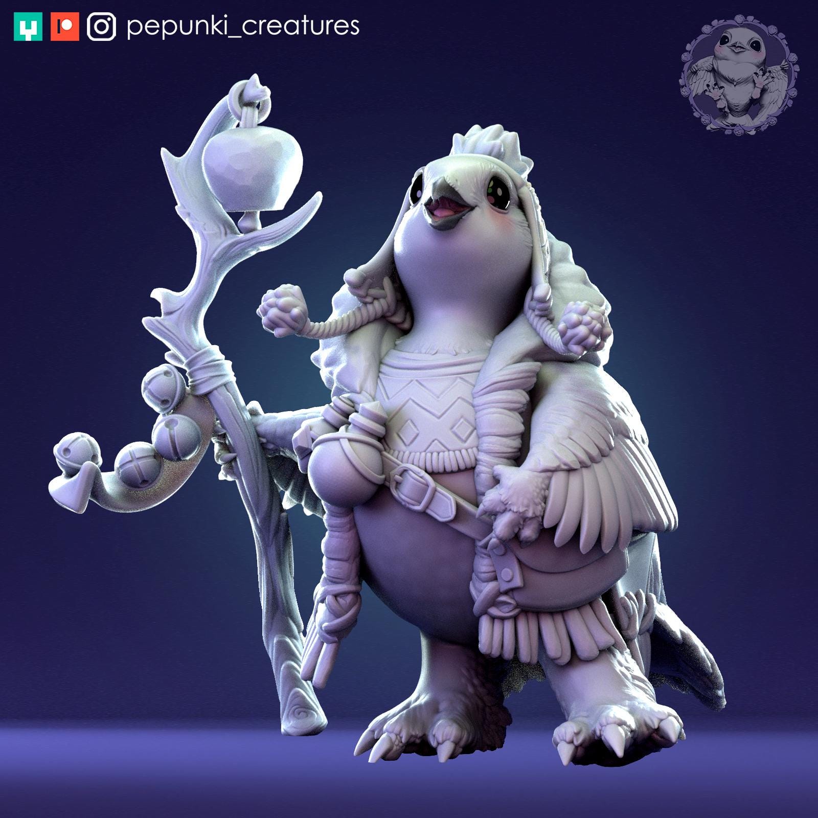 Willow Ptarmigan | Tabletop Miniature | Pepunki Creatures