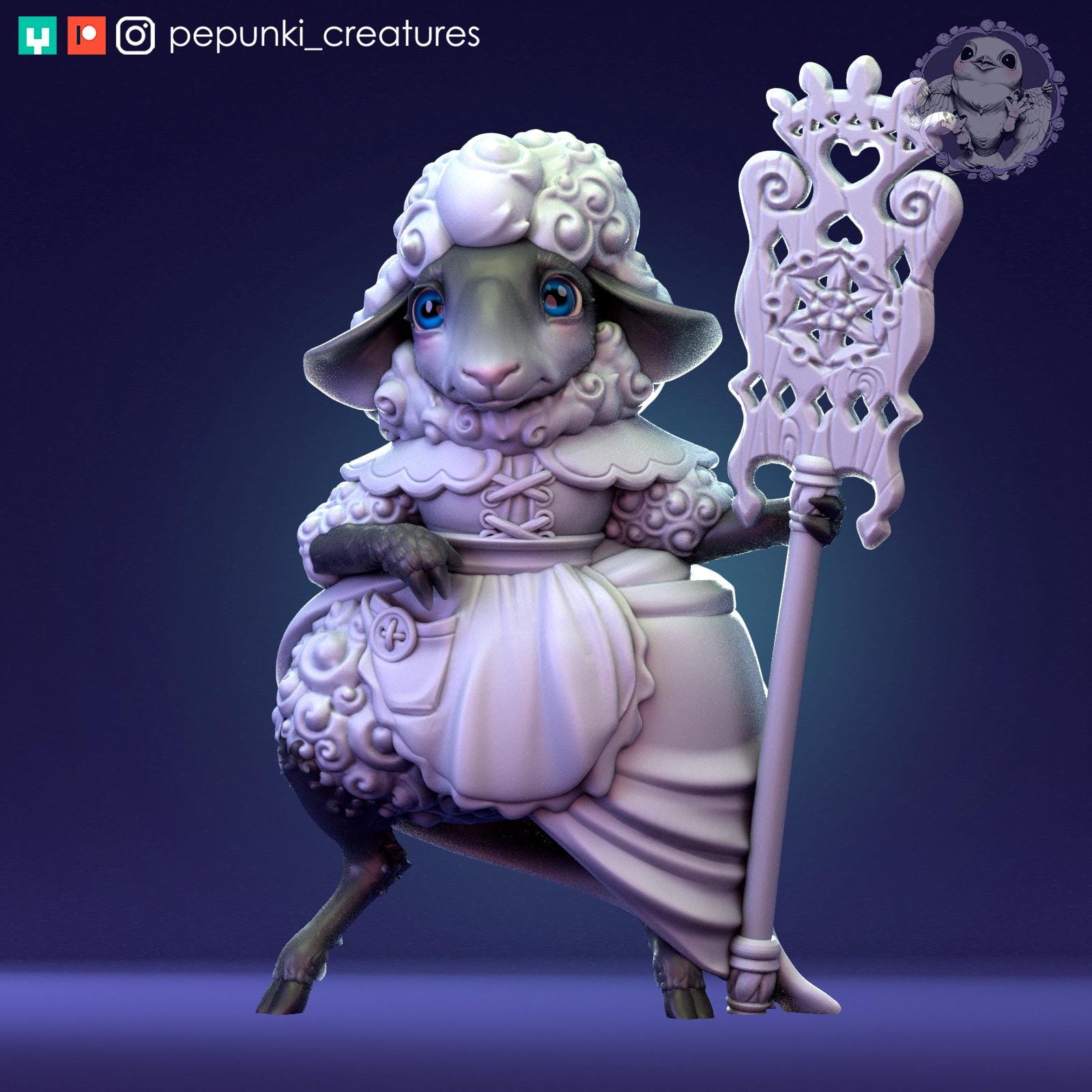 Sheep Lady | Tabletop Miniature | Pepunki Creatures