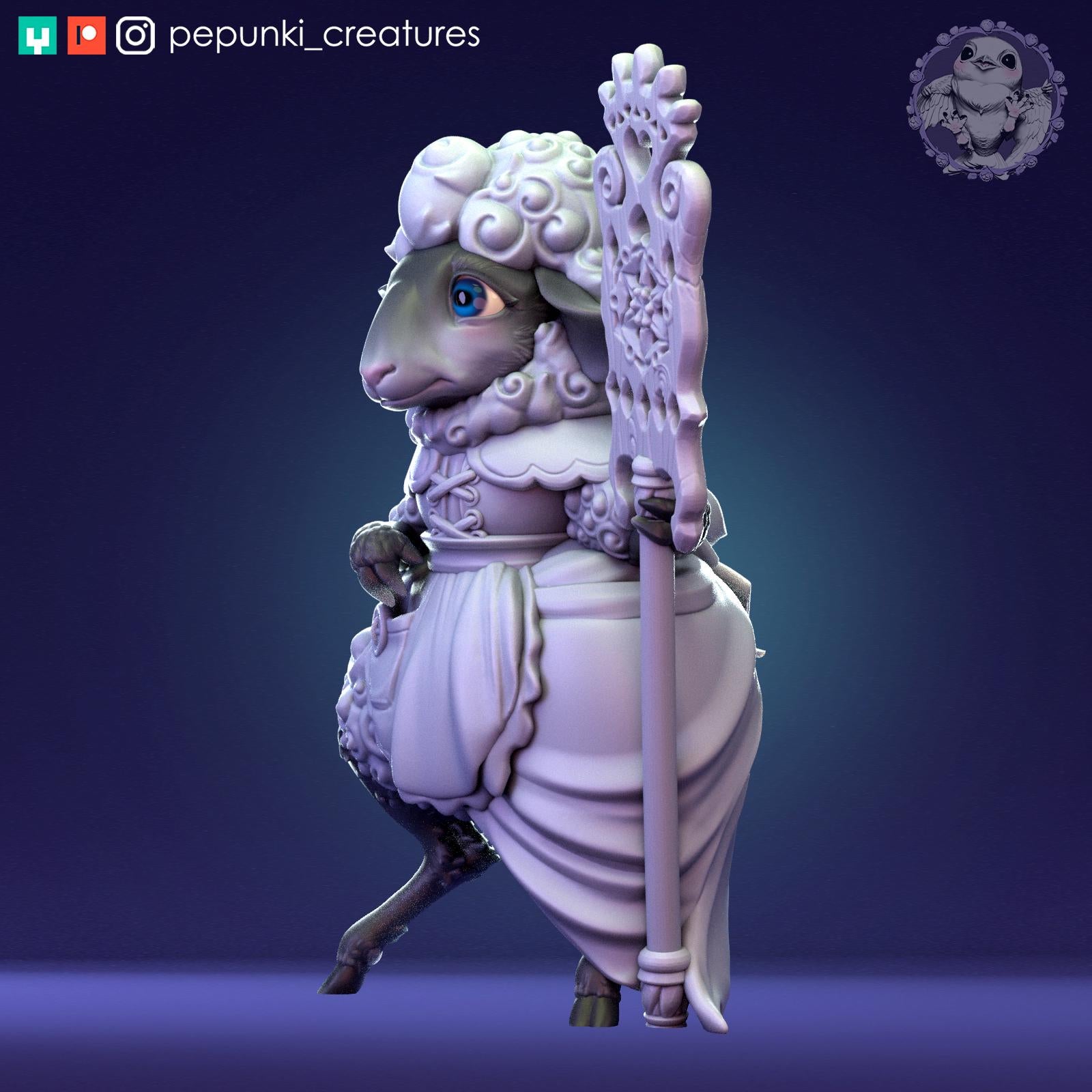 Sheep Lady | Tabletop Miniature | Pepunki Creatures